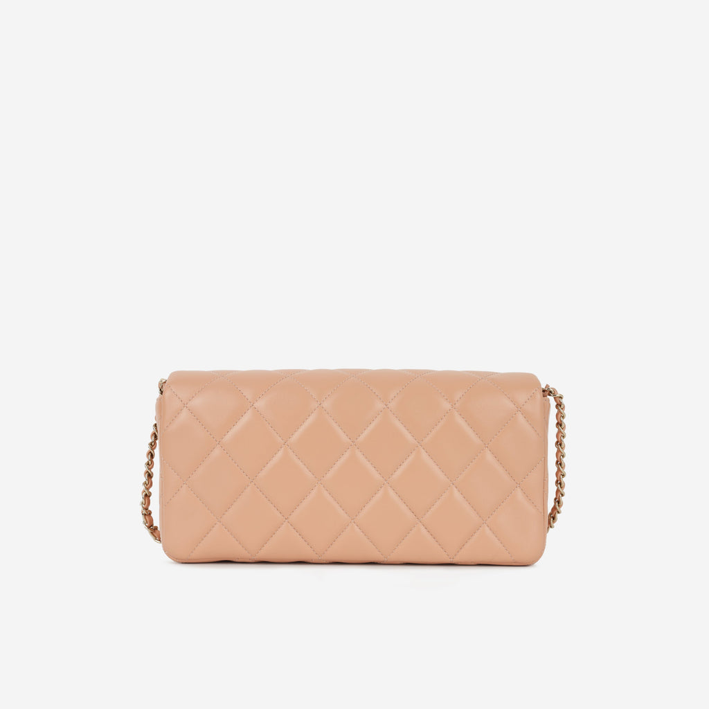 Chanel Pearl East West Flap Bag - Peach Lambskin | Champagne Gold Hardware