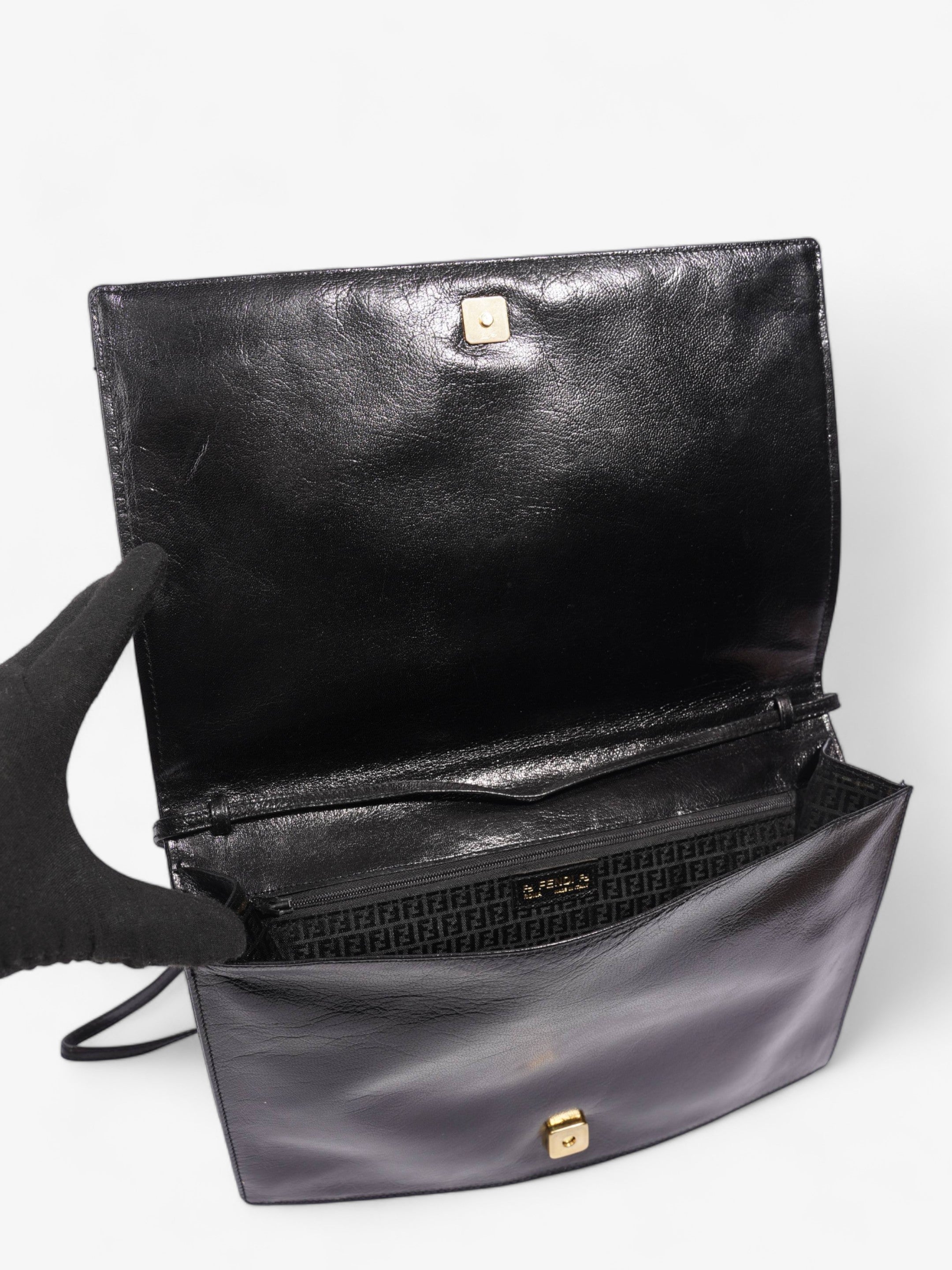 Fendi Clutch With Strap Black Leather