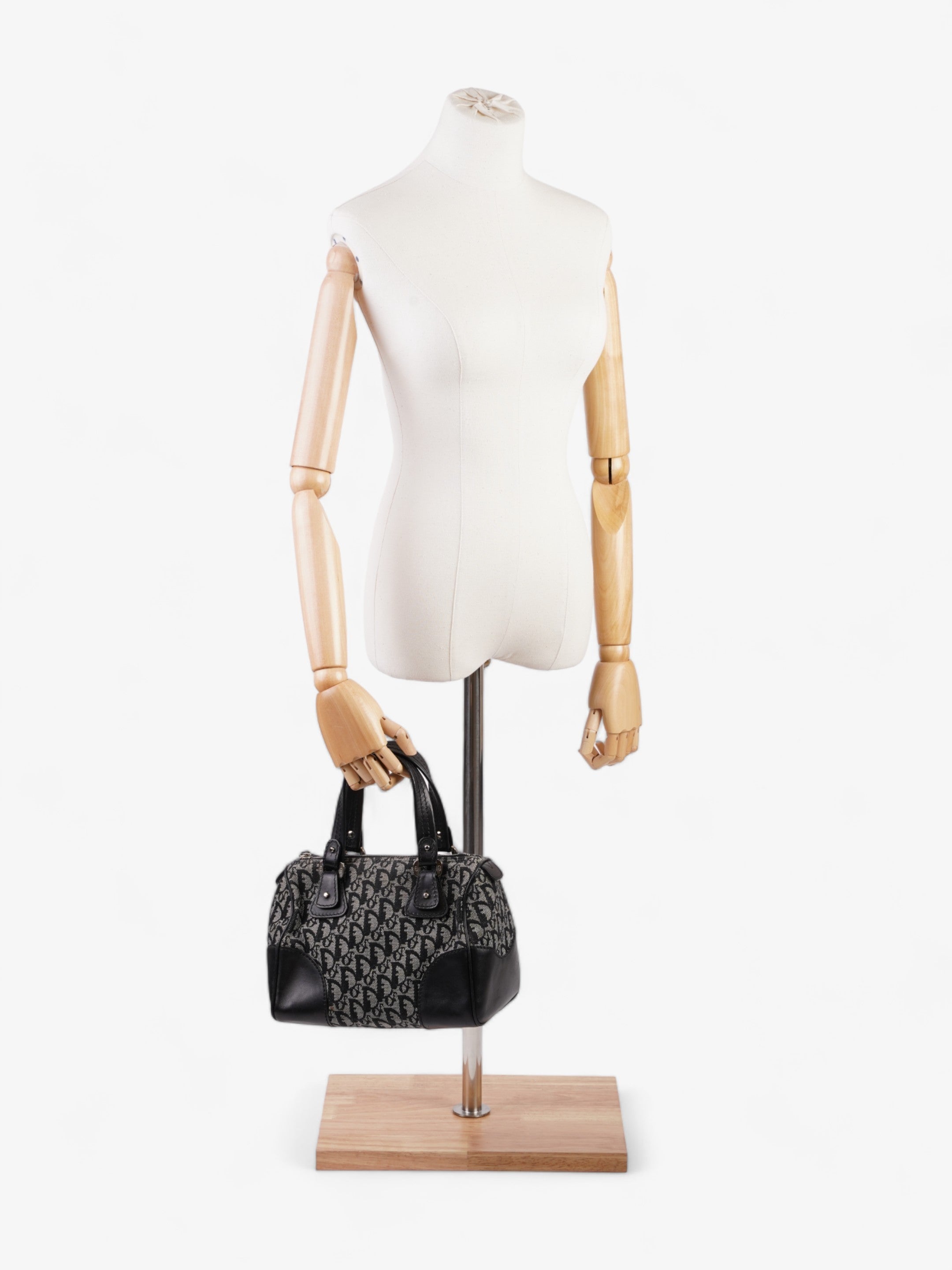 Christian Dior Boston Black Diorissimo Canvas Small