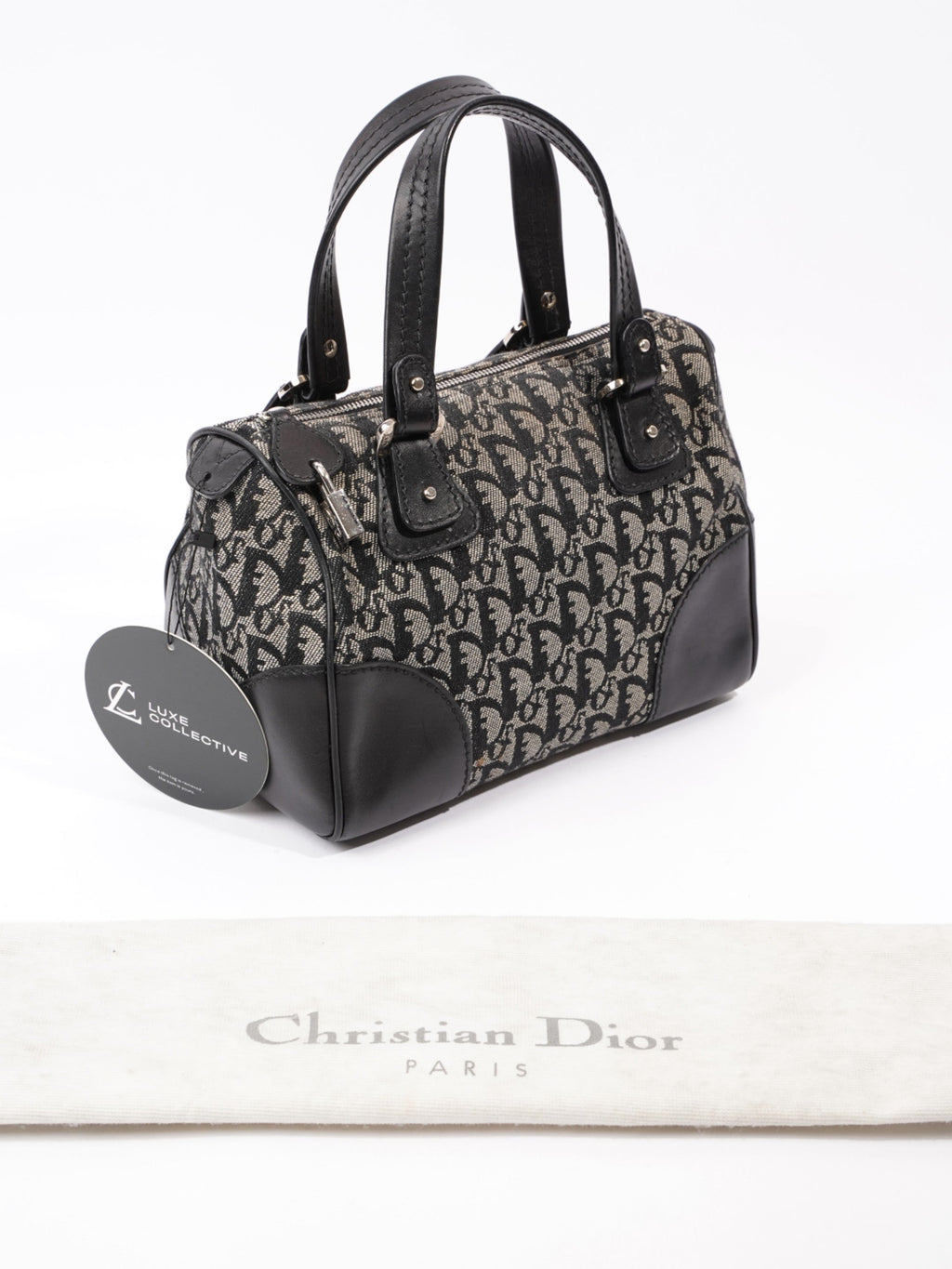 Christian Dior Boston Black Diorissimo Canvas Small