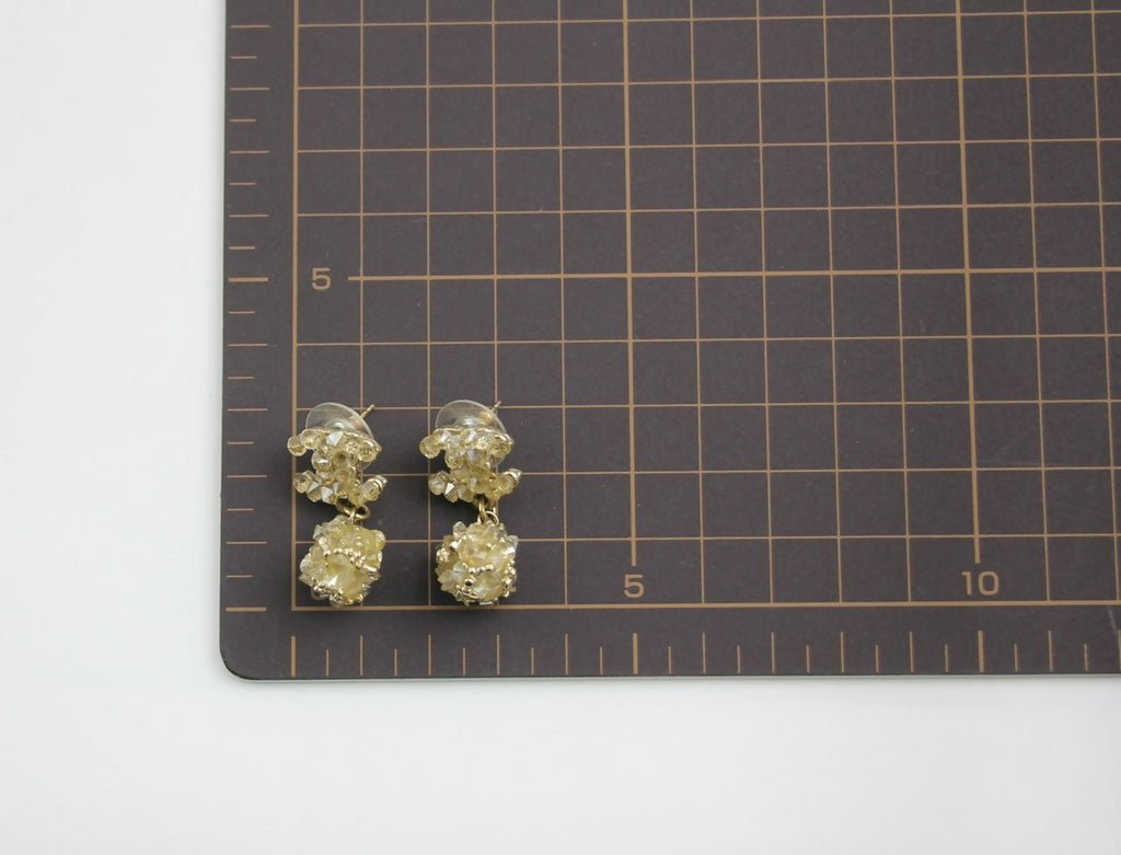 Chanel A12A Metal Engraving Vintage Concave Stud Earrings