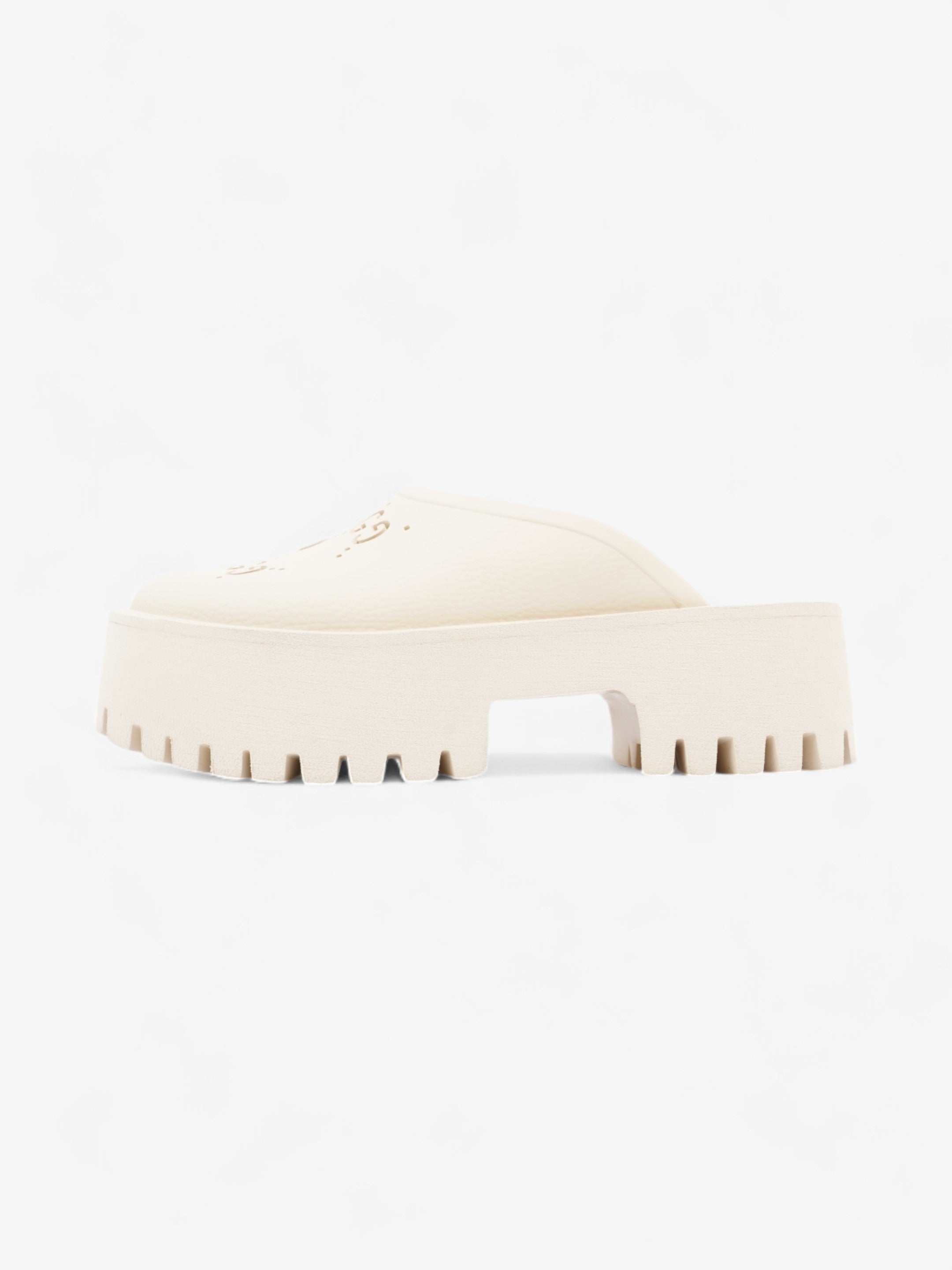 Gucci Perforated GG Platform Sandals Cream Rubber EU 37 UK 4