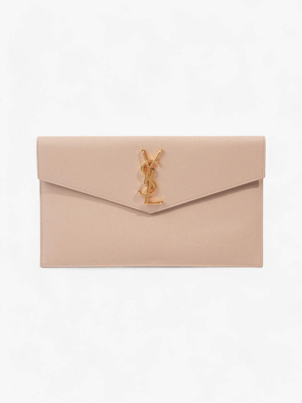 Saint Laurent Uptown Clutch Dark Beige Grained Leather