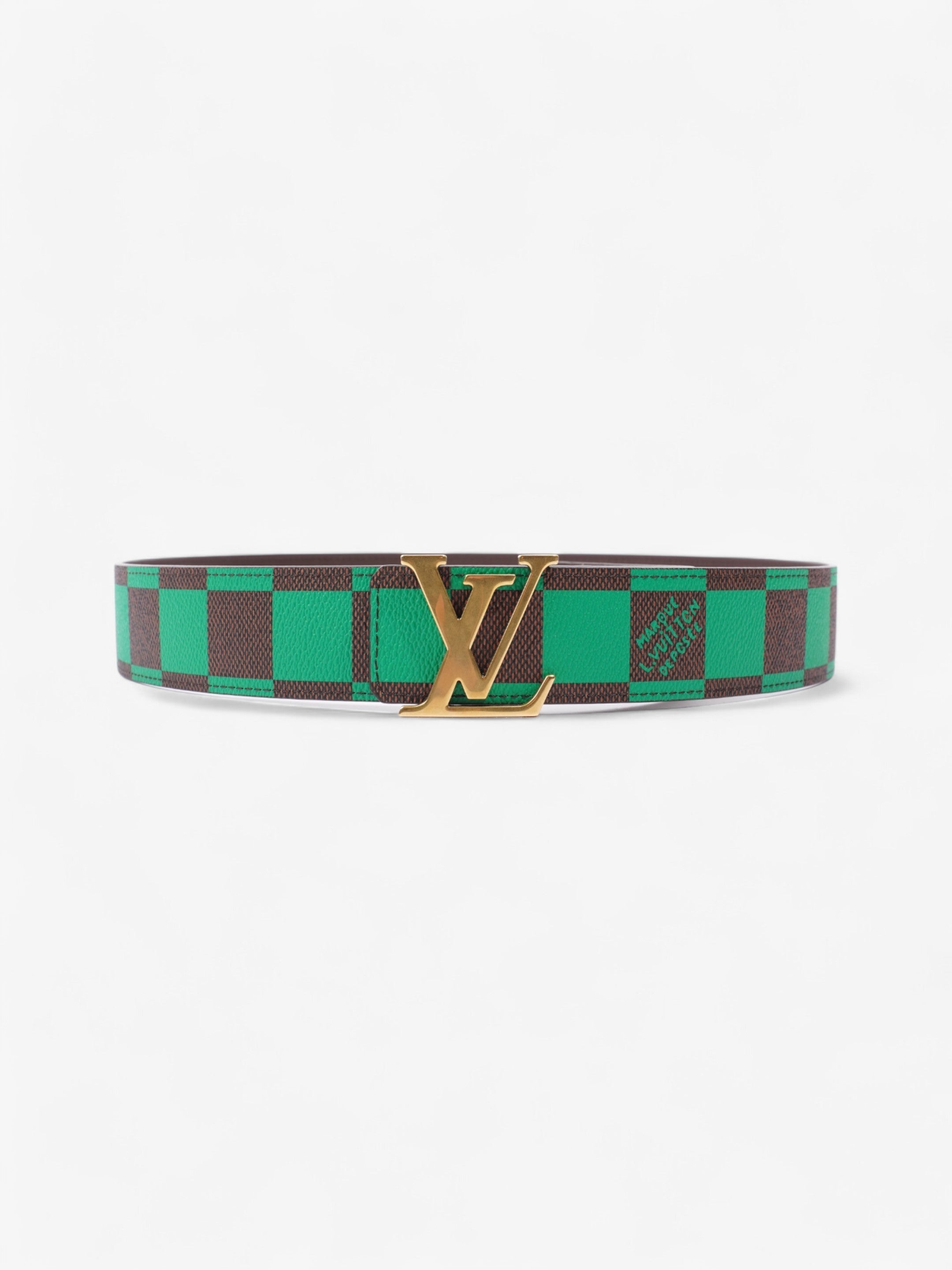 Louis Vuitton LV Initiales Reversible Belt Damier Ebene / Green / Gold Coated Canvas 95cm / 38"