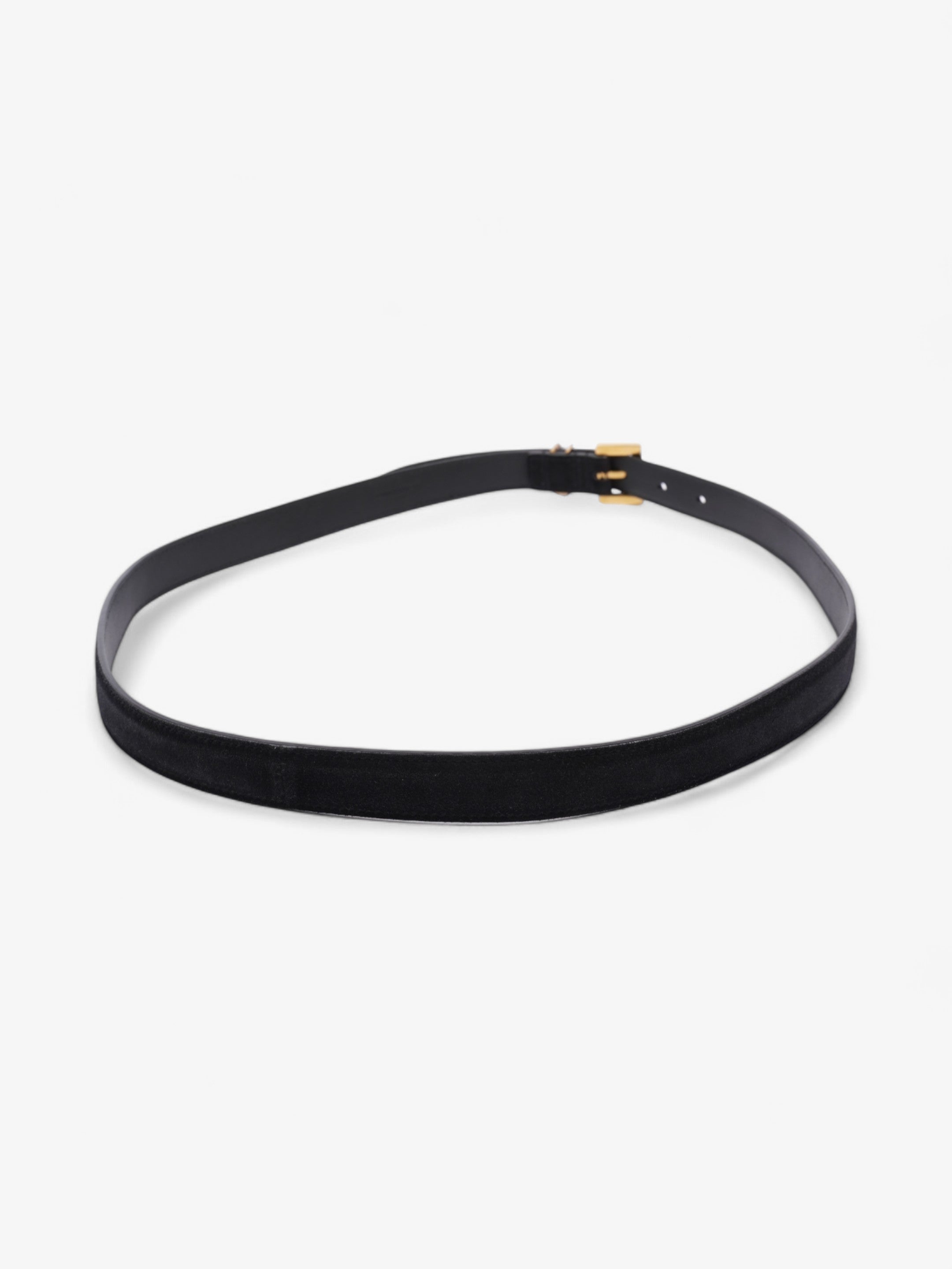 Saint Laurent Logo Belt Black Suede 90cm 32"