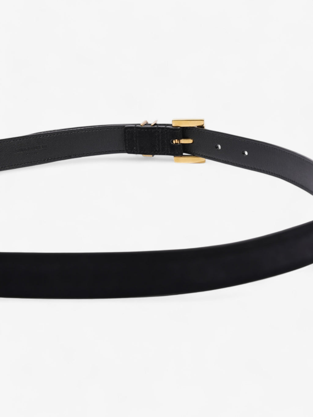 Saint Laurent Logo Belt Black Suede 90cm 32"