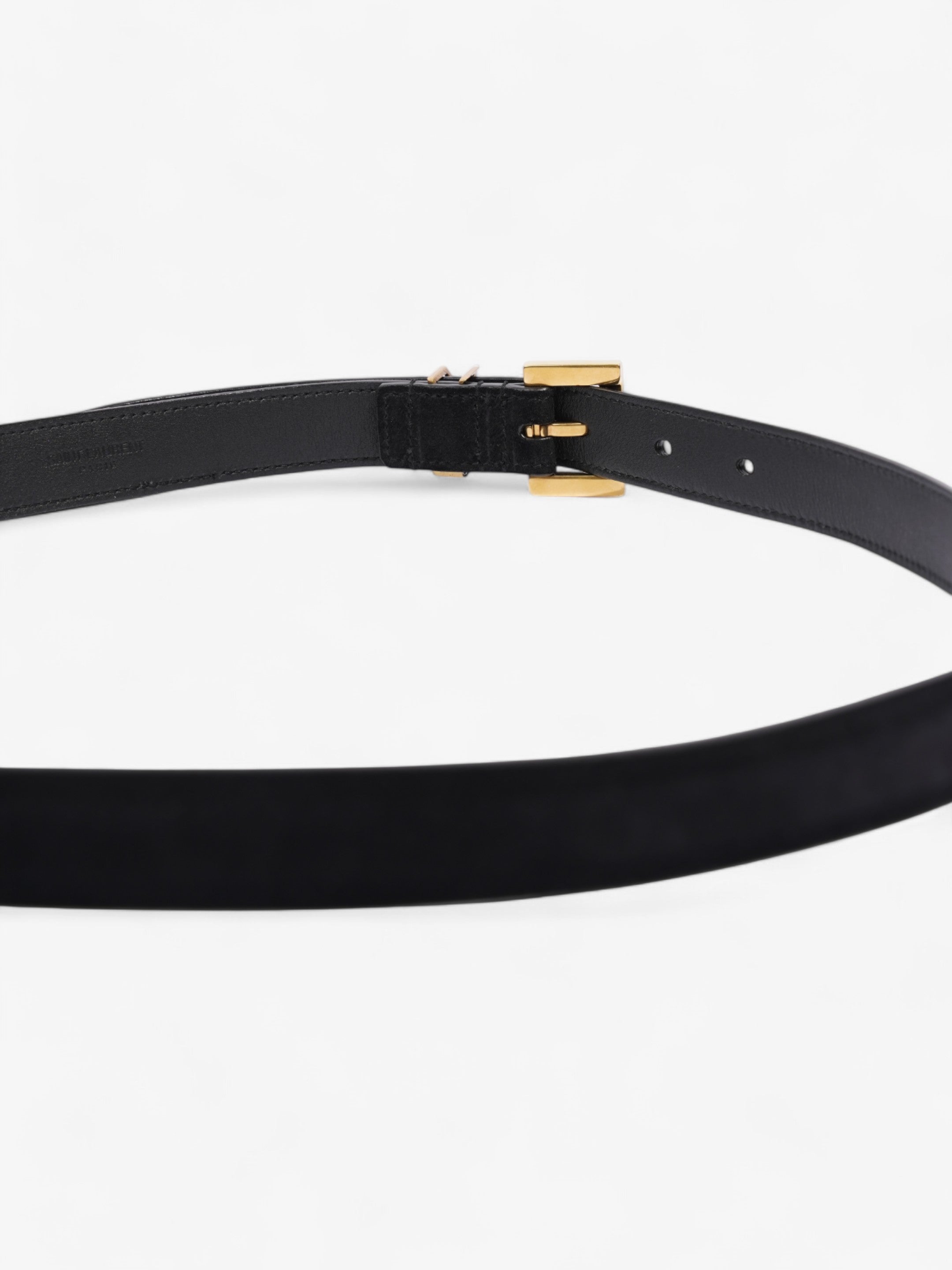Saint Laurent Logo Belt Black Suede 90cm 32"