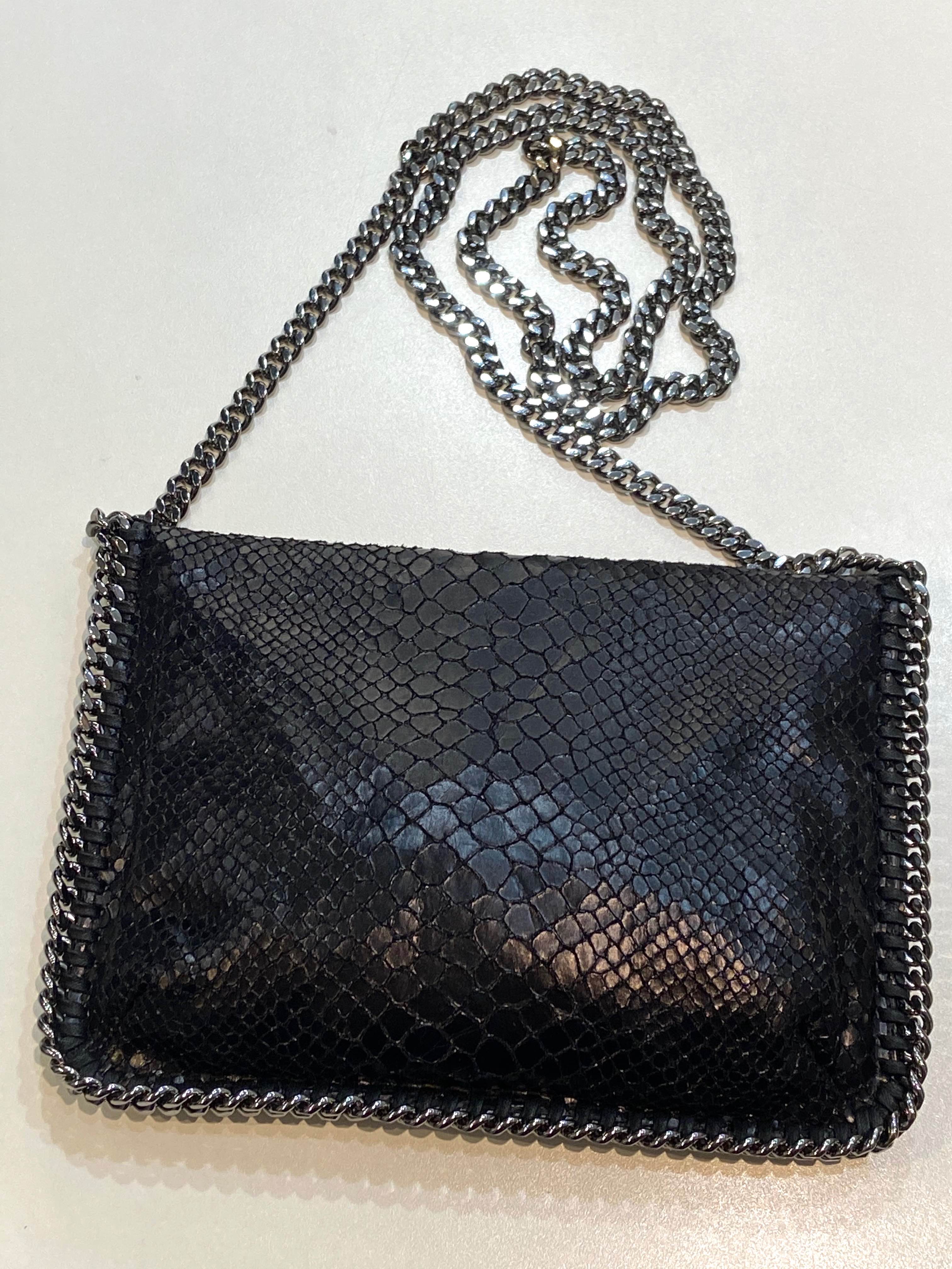 STELLA MCCARTNEY SMALL VEGAN SNAKESKIN FALABELLA CROSSBODY BAG