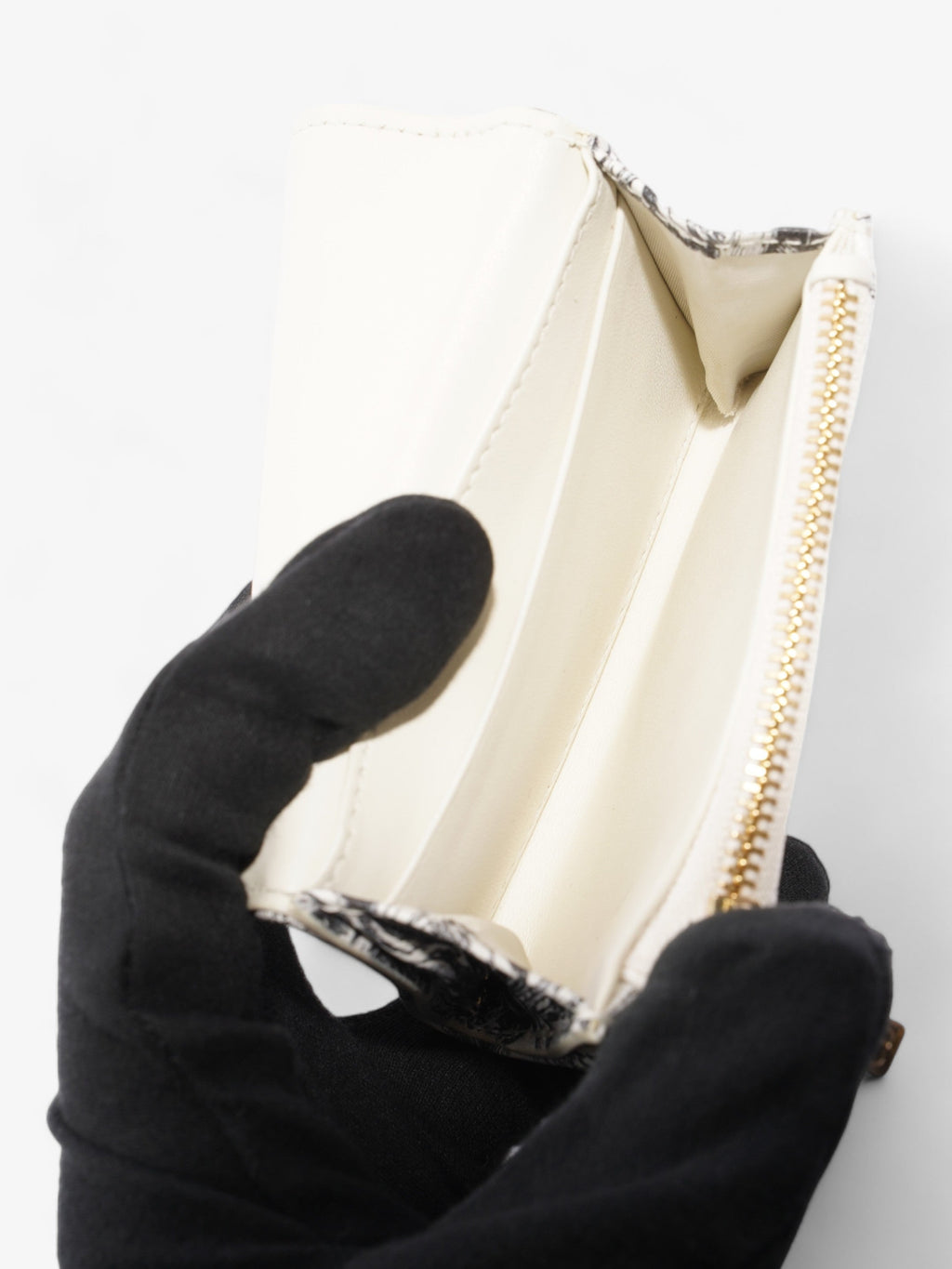 Christian Dior Caro Elephant Wallet Black / White Coated Canvas
