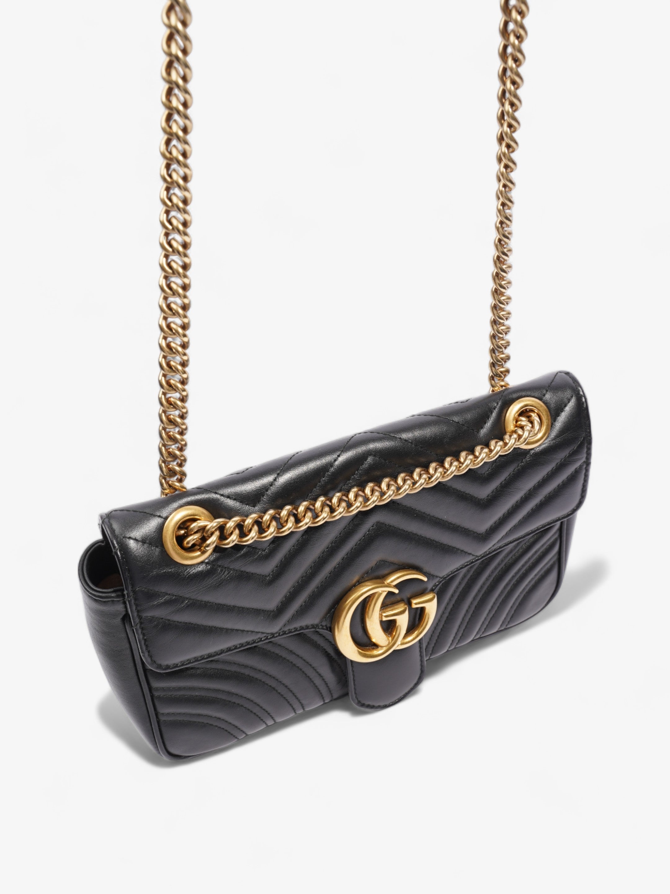 Gucci GG Marmont Flap Black Matelasse Leather Small
