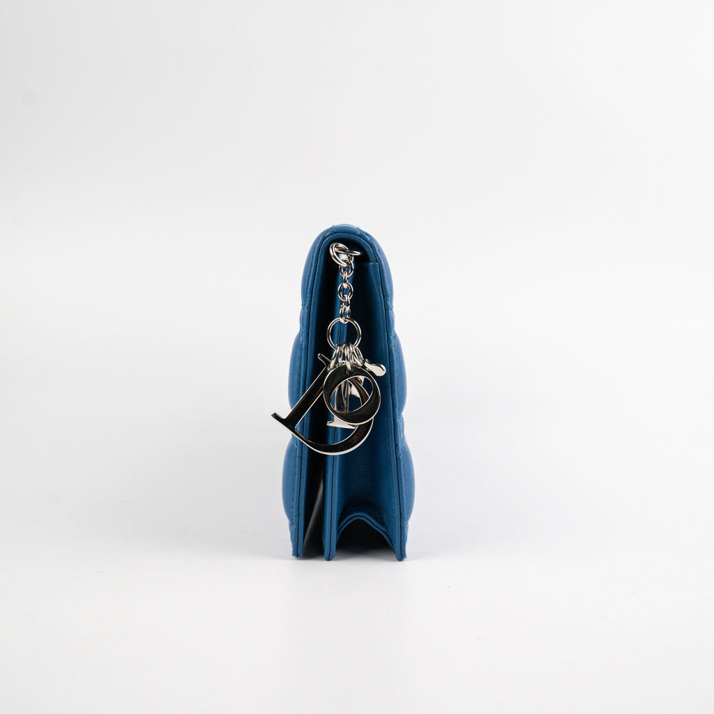 Christian Dior Cannage Lambskin Blue Clutch