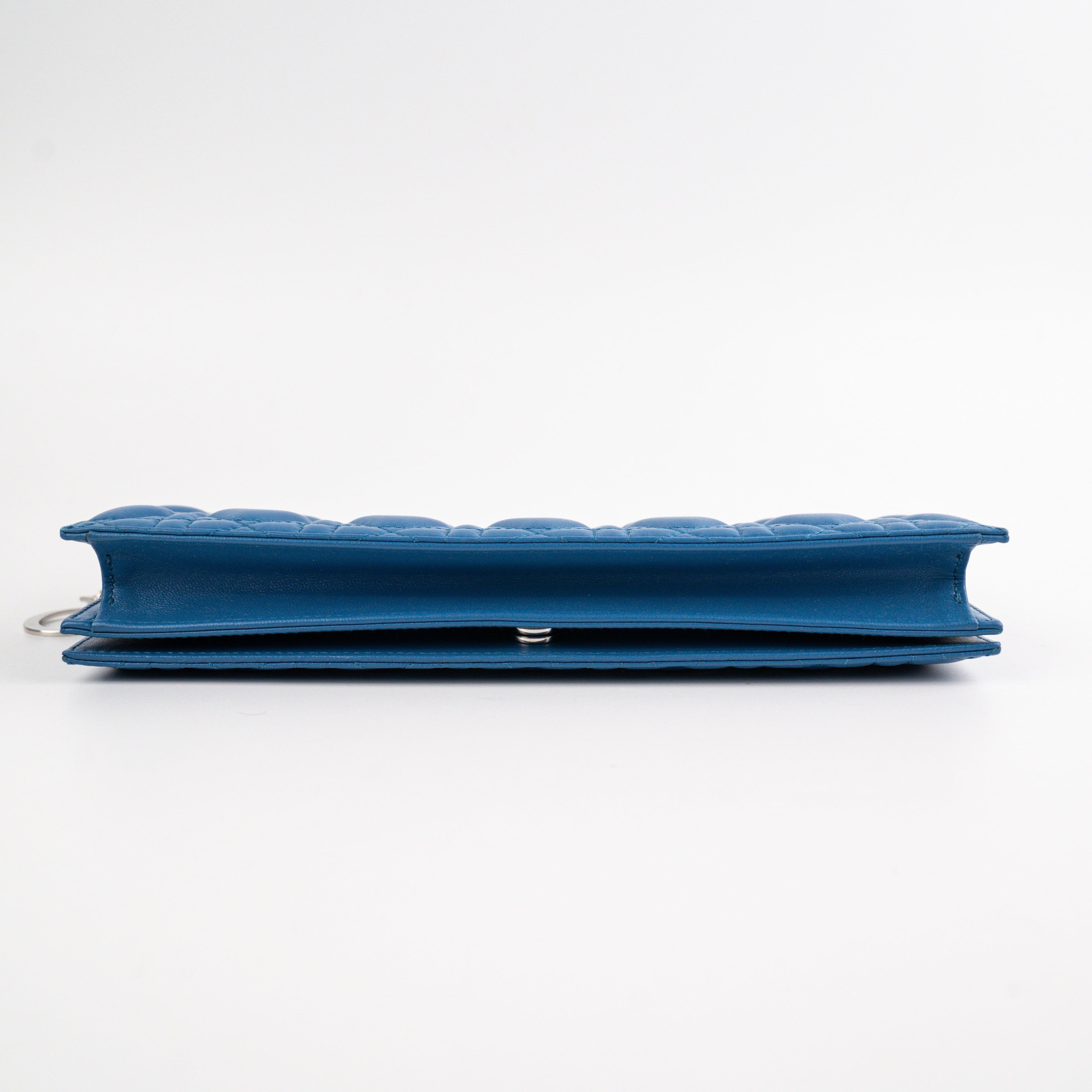 Christian Dior Cannage Lambskin Blue Clutch
