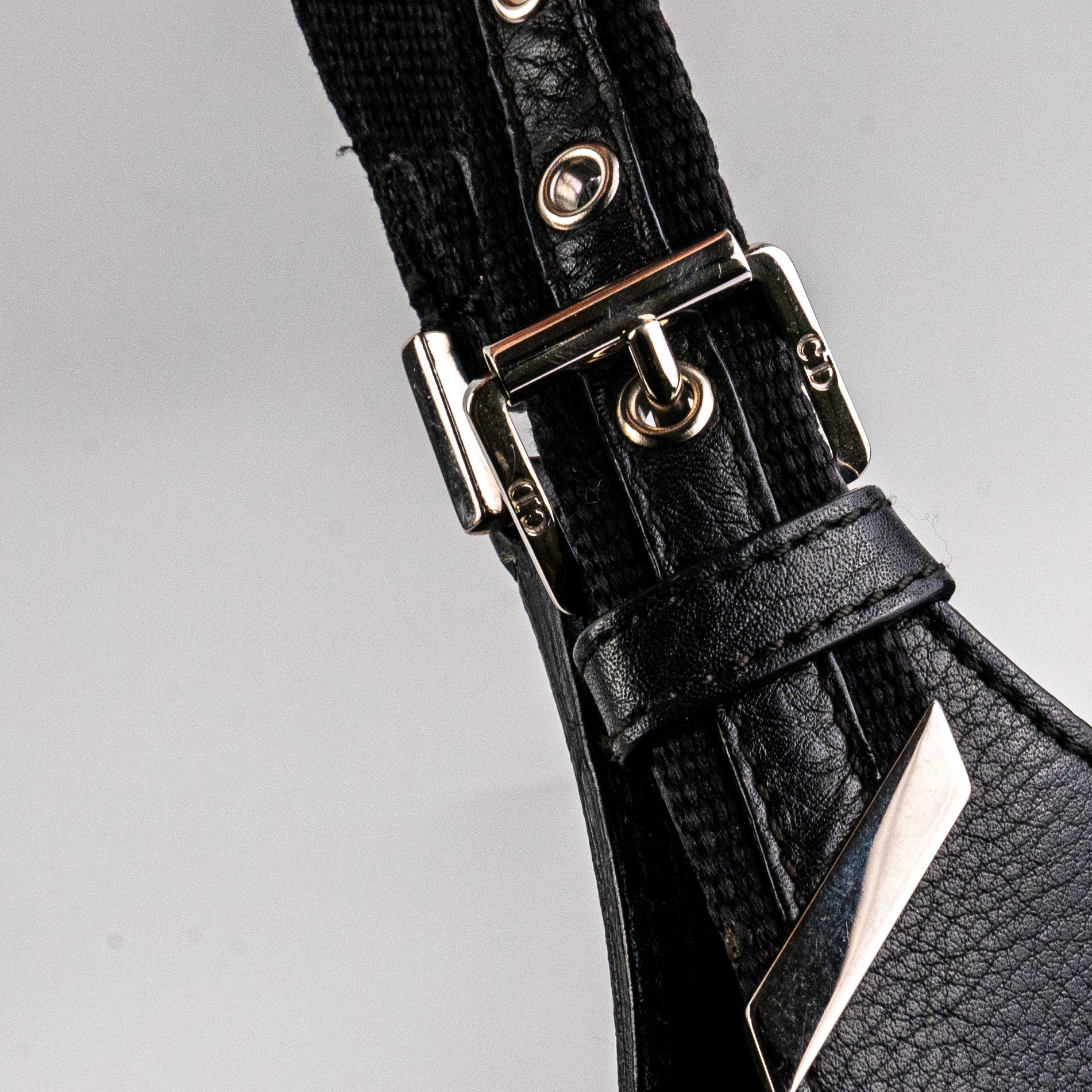 Christian Dior Canvas Shoulder Bag Black