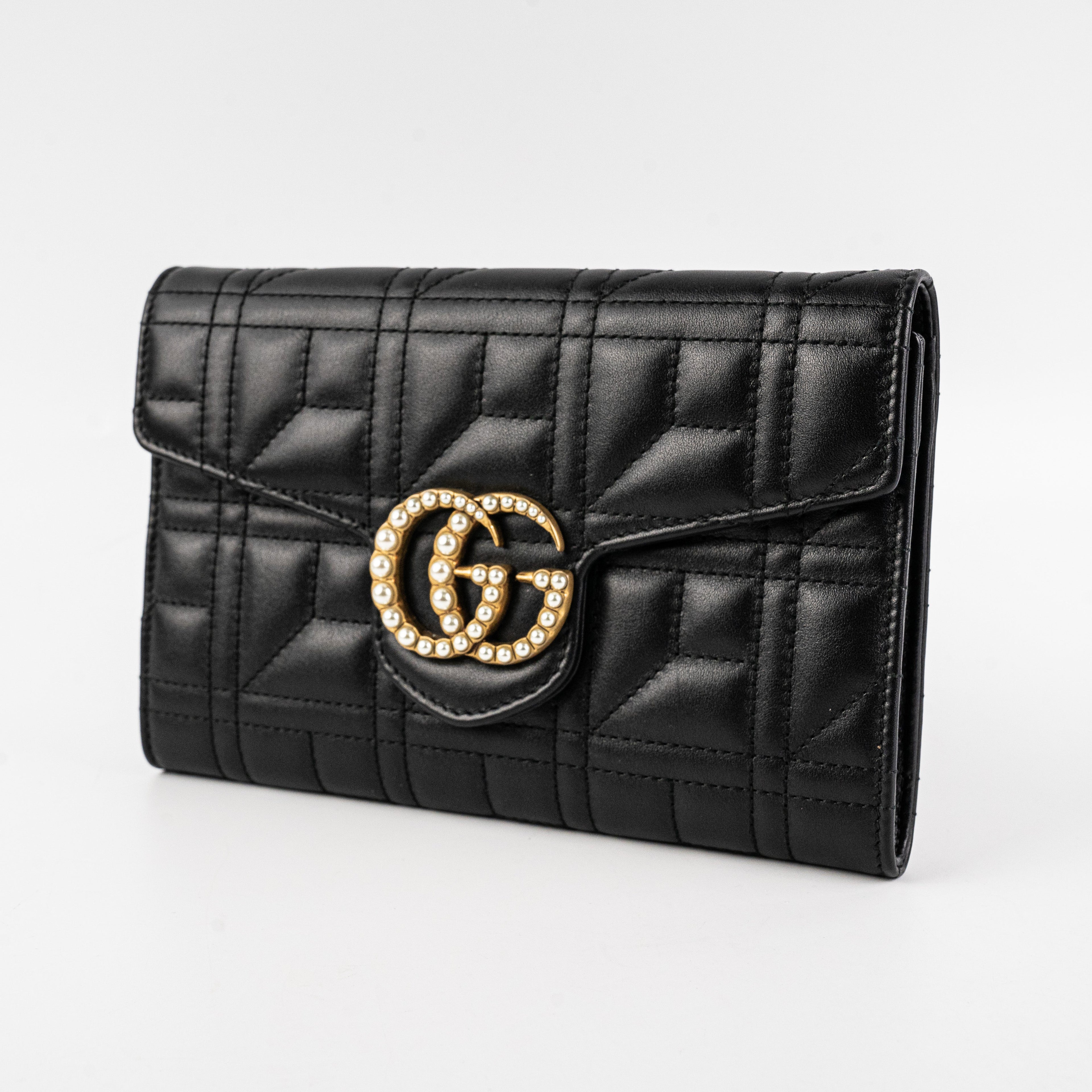 Gucci Pearl GG Black Wallet On Chain WOC