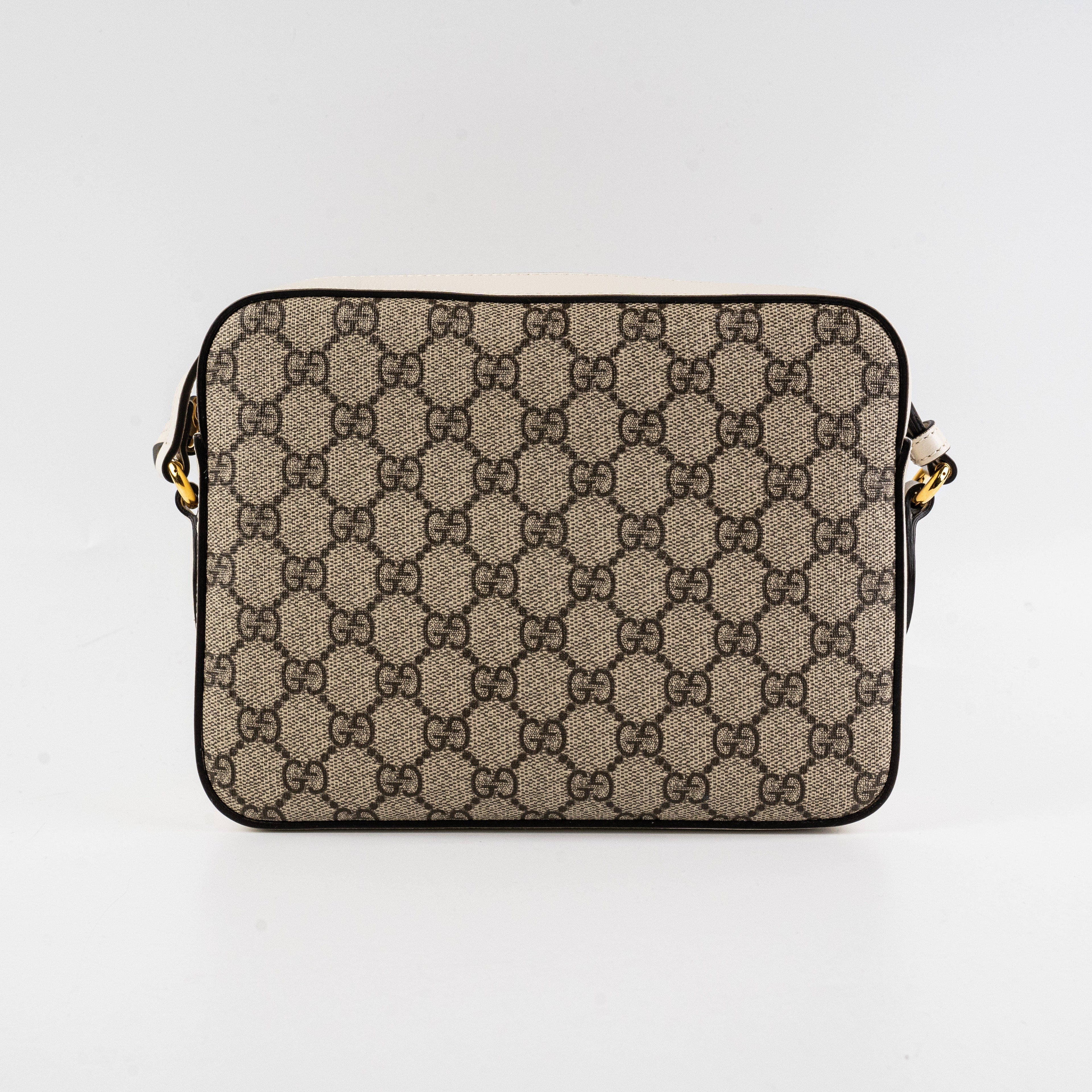 Gucci Horsebit Monogram White Crossbody Bag