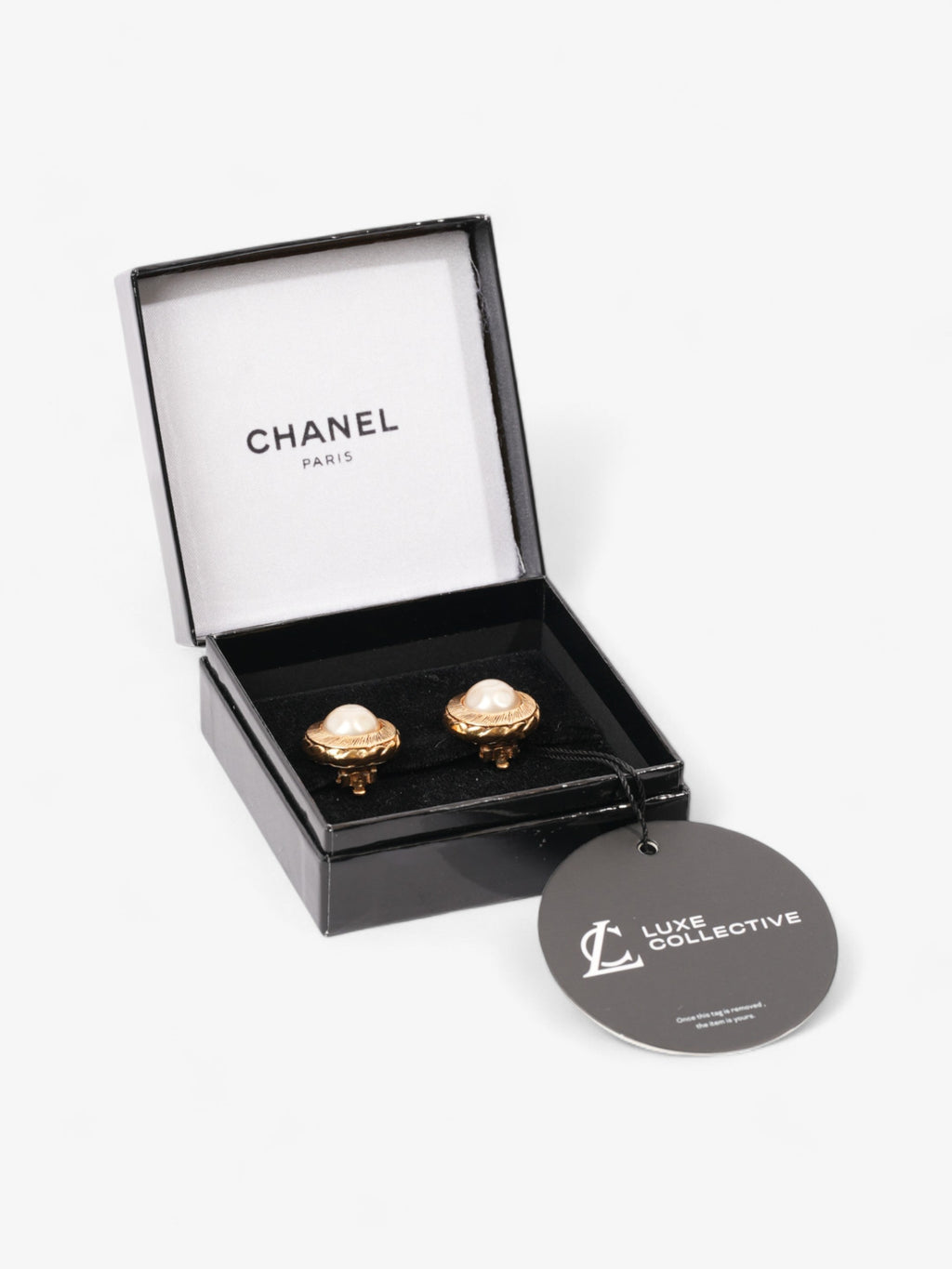 Chanel Faux Pearl Clip On Earrings Gold / White Base Metal