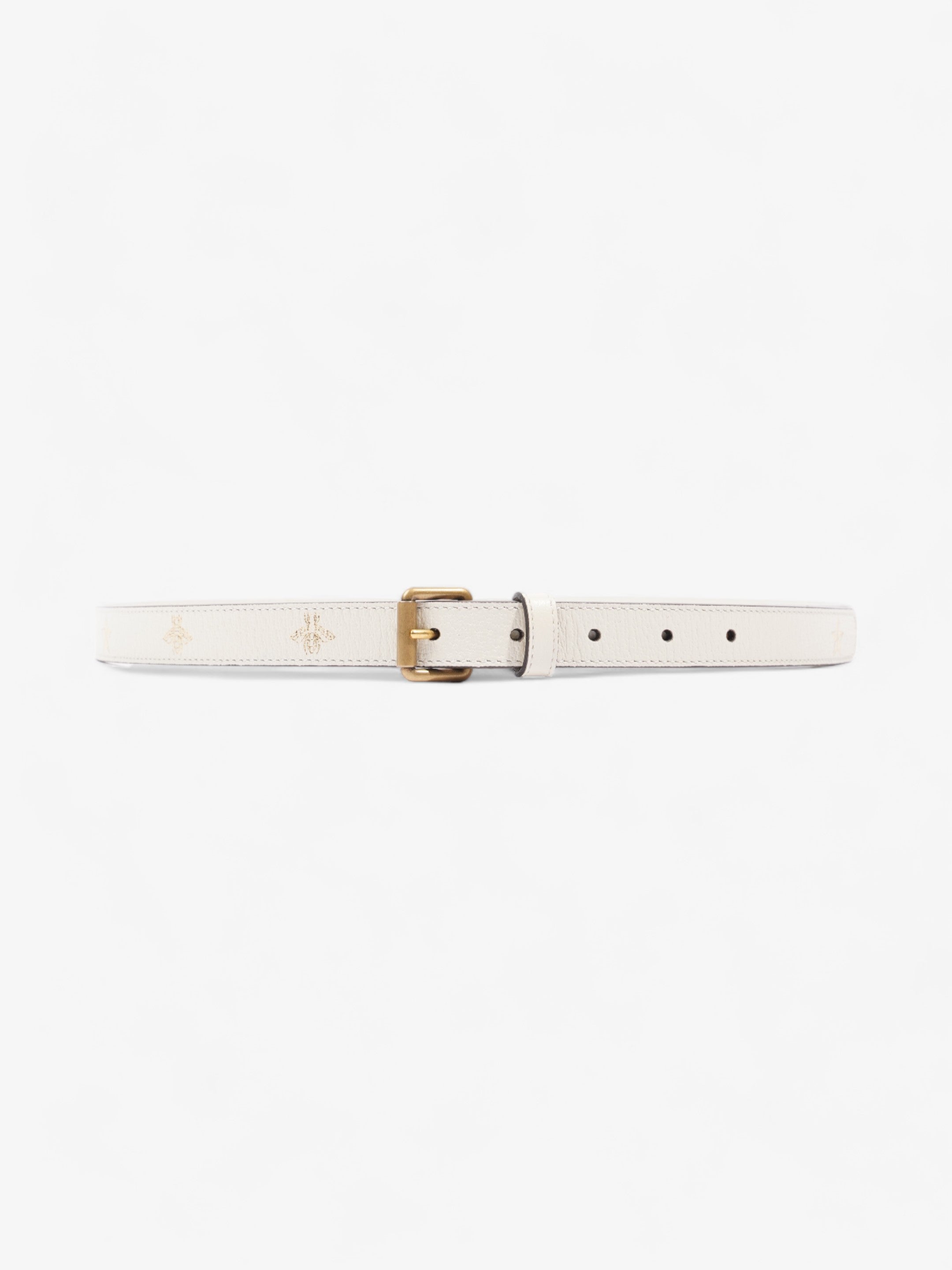 Gucci Bee Star Belt White Leather 100cm 40"