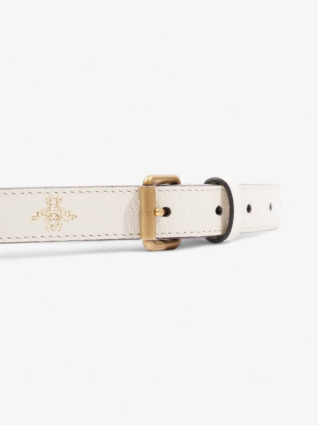 Gucci Bee Star Belt White Leather 100cm 40"