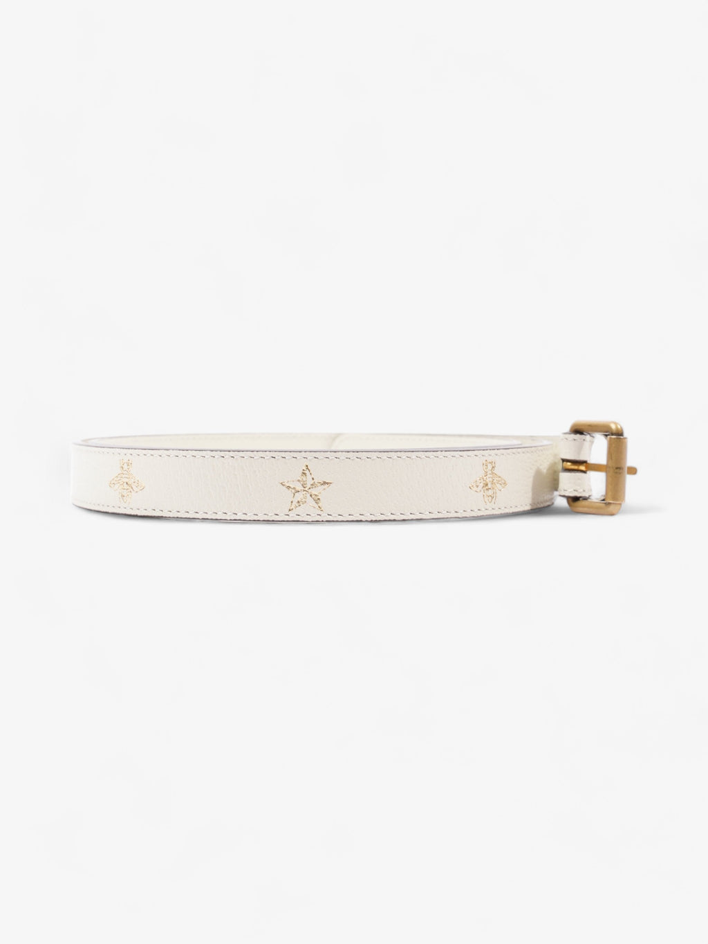 Gucci Bee Star Belt White Leather 100cm 40"