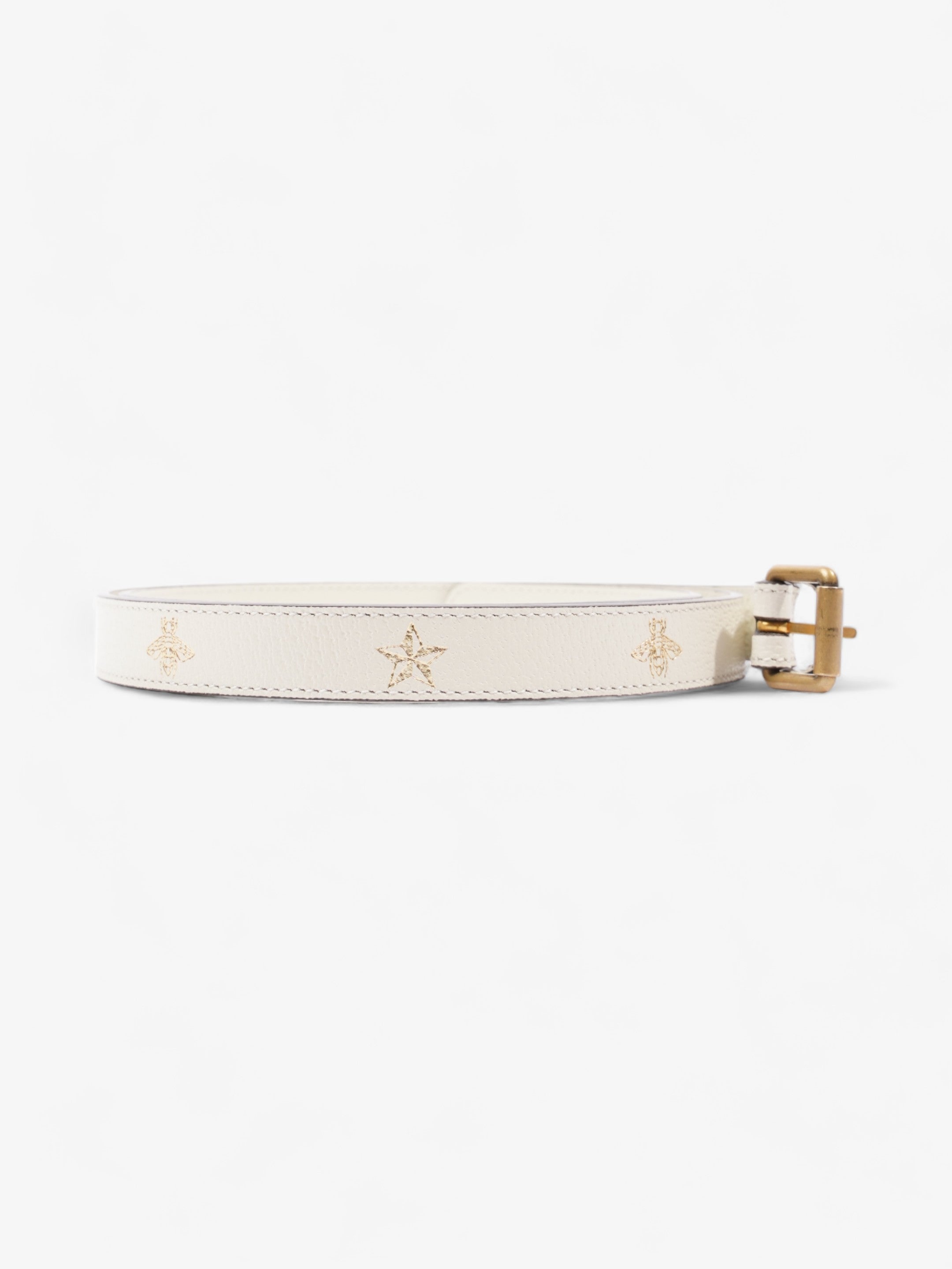 Gucci Bee Star Belt White Leather 100cm 40"