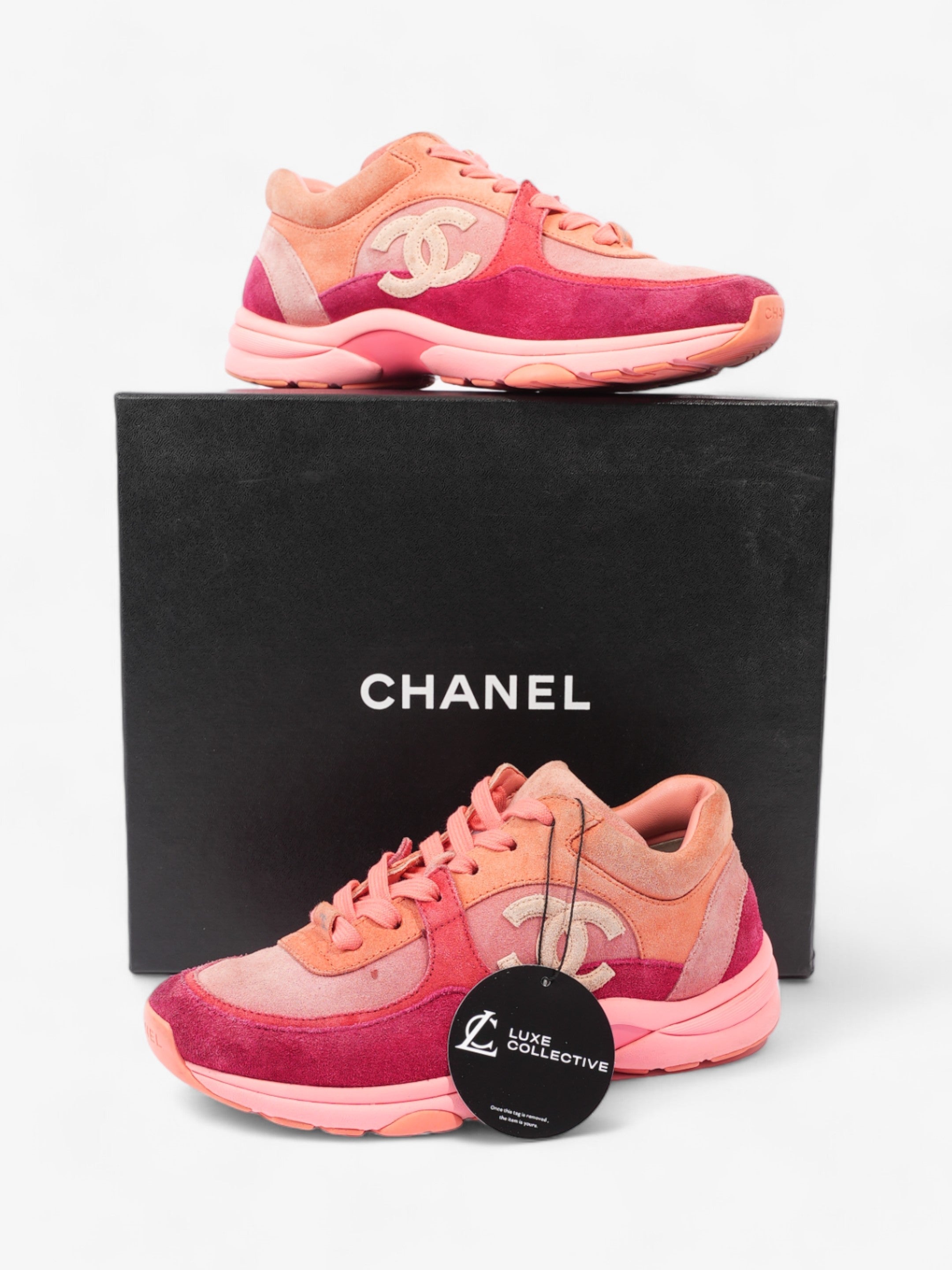 Chanel CC Runners  Pink / Salmon Suede EU 38 UK 5