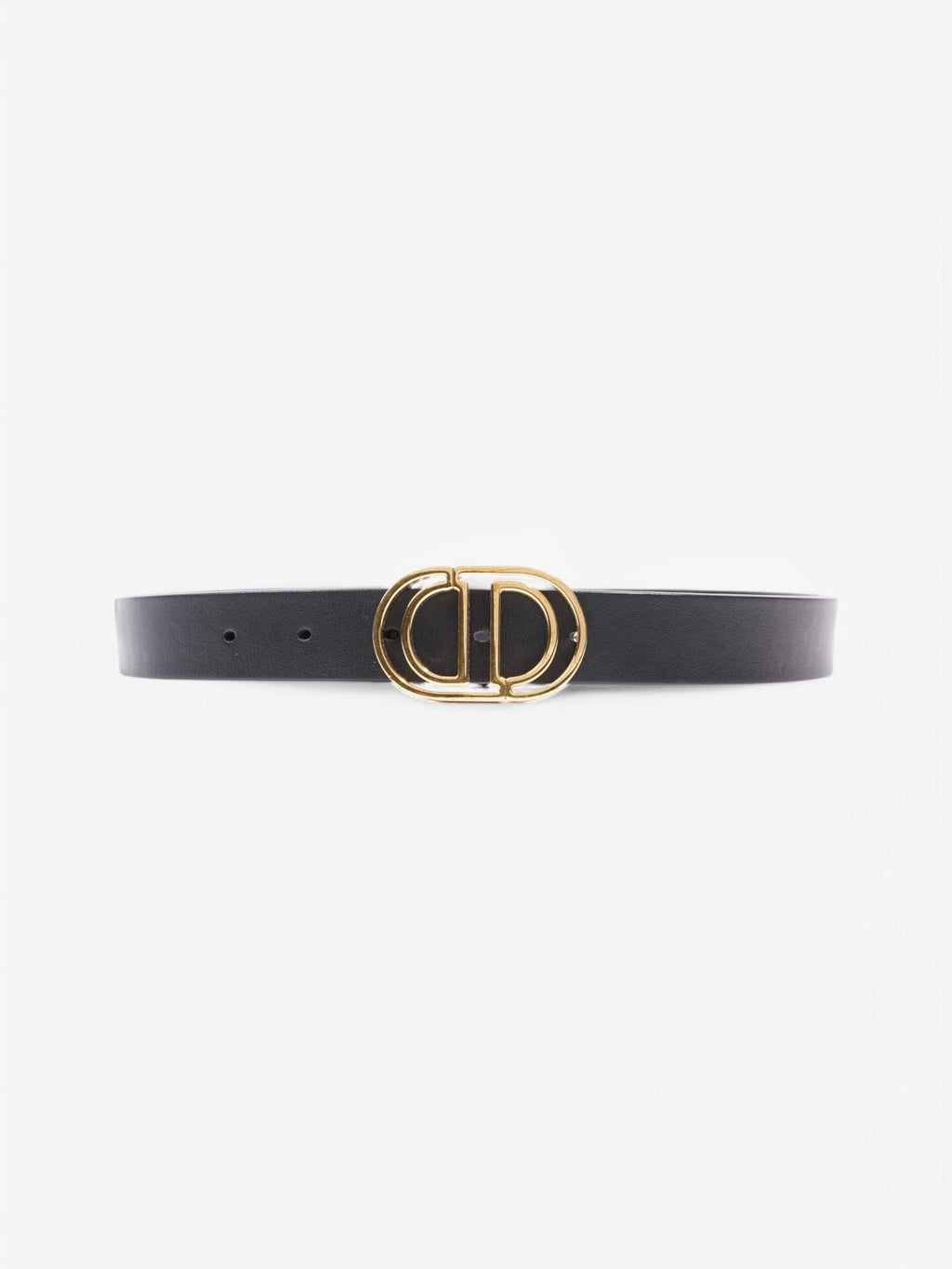 Christian Dior CD Belt Black / Gold Leather 75cm / 30"