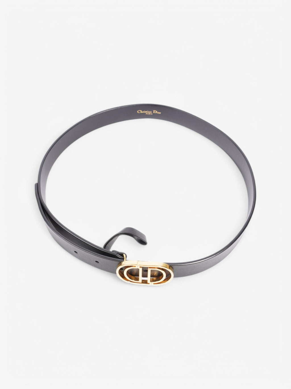 Christian Dior CD Belt Black / Gold Leather 75cm / 30"