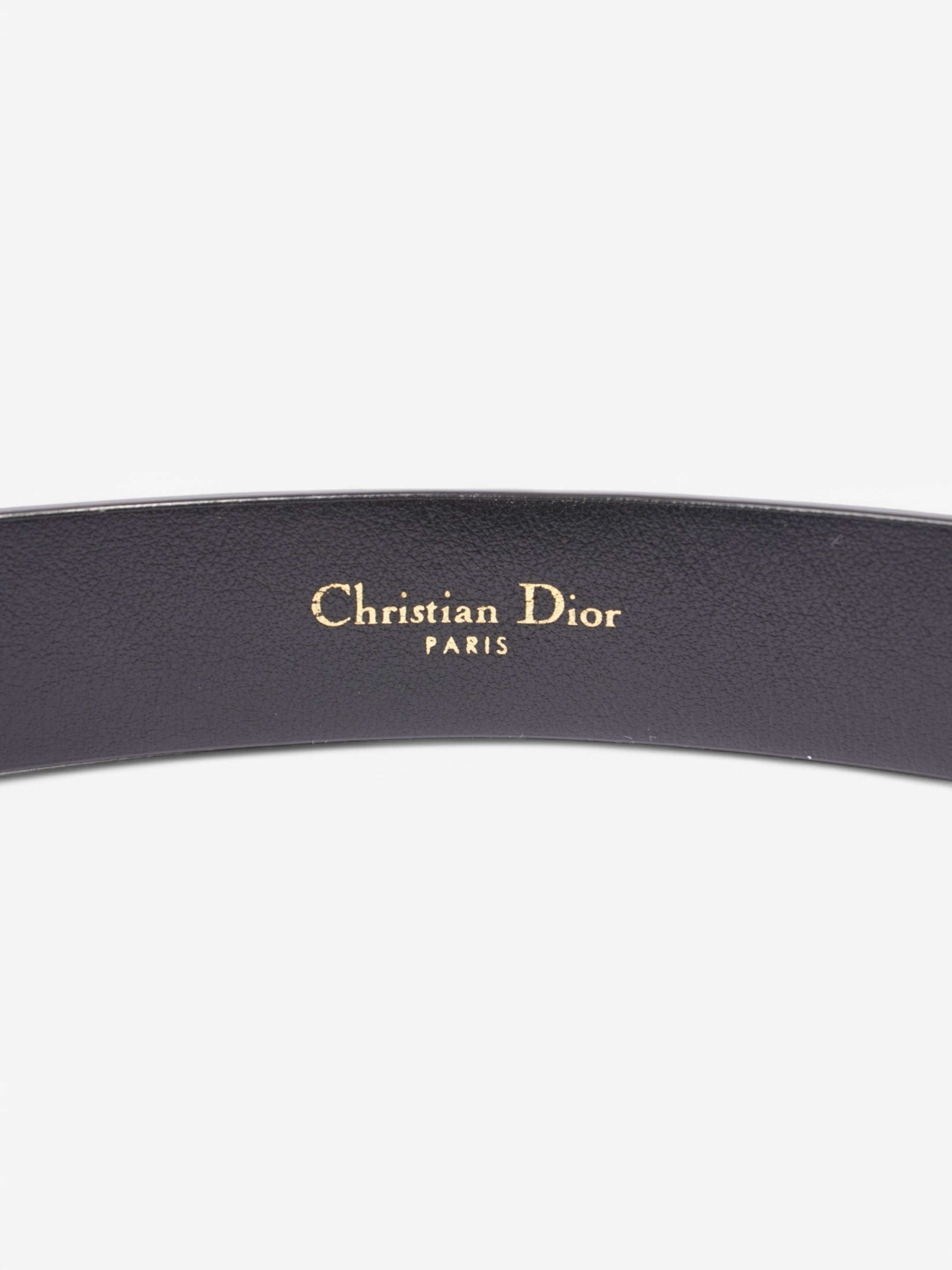 Christian Dior CD Belt Black / Gold Leather 75cm / 30"