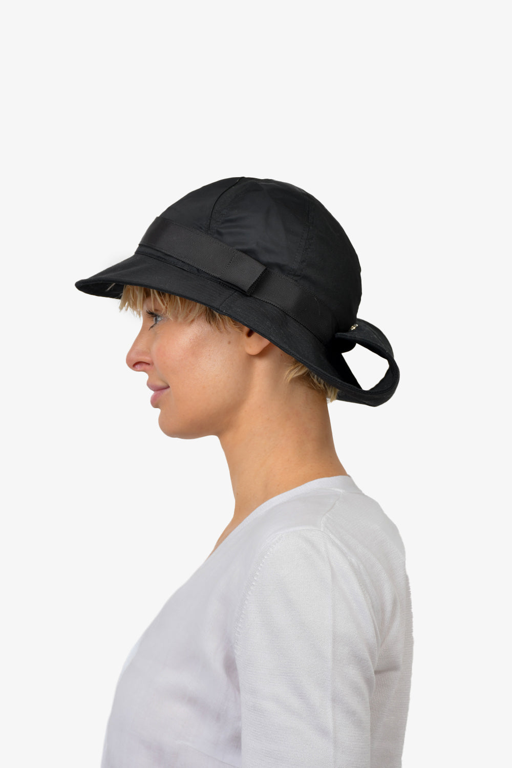 Sacai Black Wide Brim Hat with Ribbon