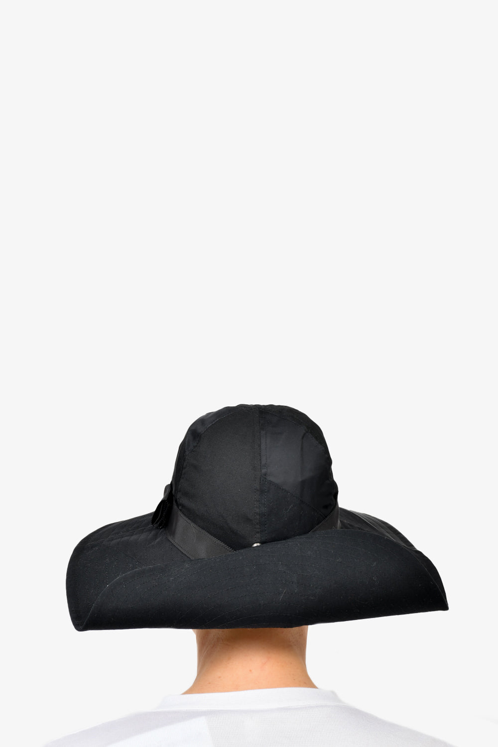 Sacai Black Wide Brim Hat with Ribbon