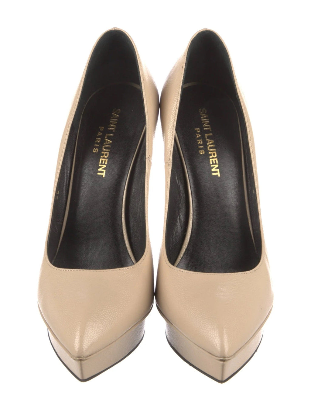 YVES SAINT LAUREN JANIS GRAINED LEATHER PLATFORM PUMPS