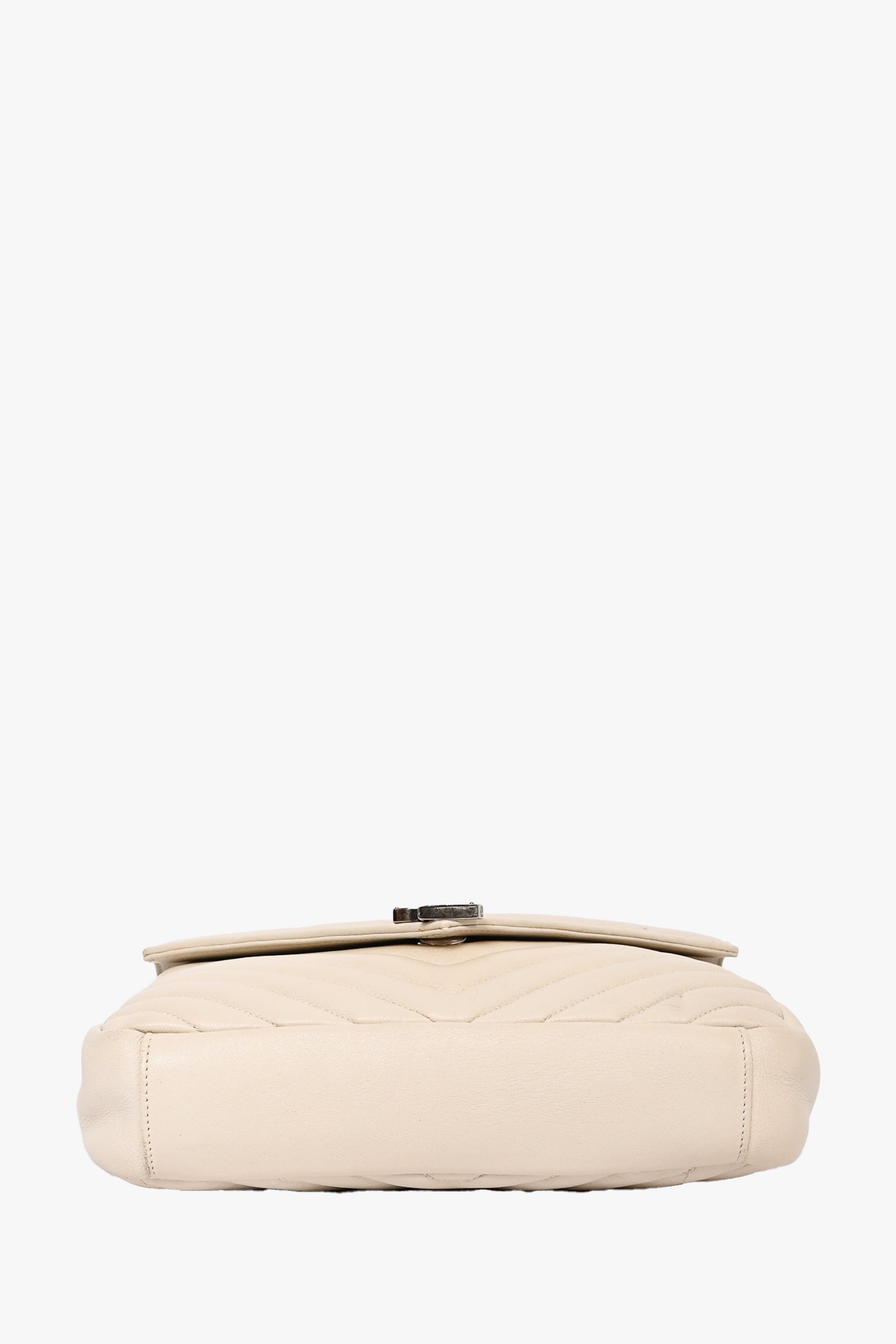Saint Laurent 2016 Creme Medium Matelasse College Silver Chain Crossbody Bag