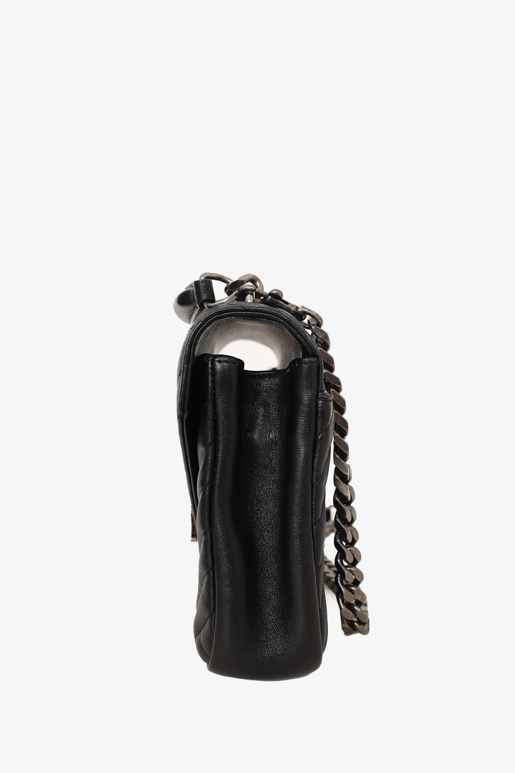 Saint Laurent 2017 Black Leather Chevron Medium College Crossbody Bag
