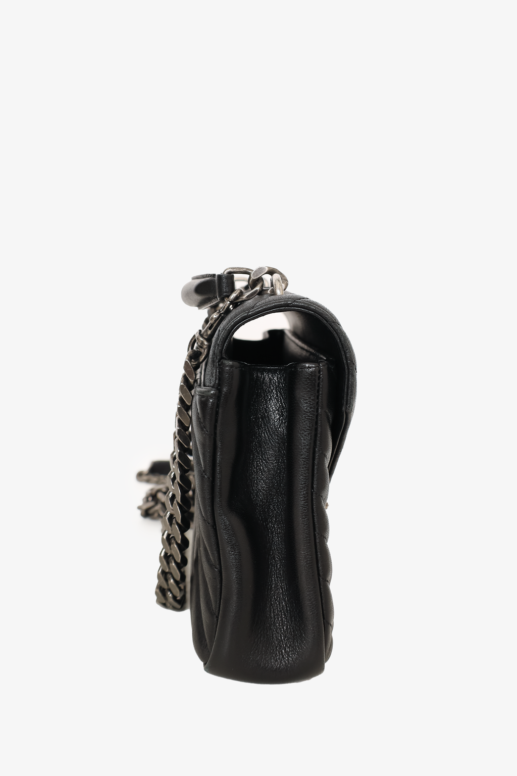 Saint Laurent 2017 Black Leather Chevron Medium College Crossbody Bag