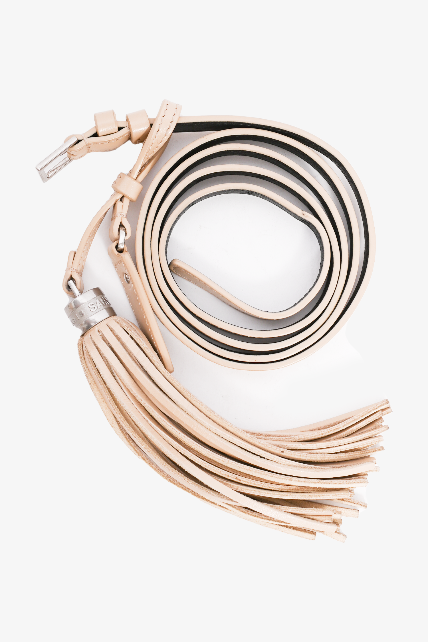 Saint Laurent 2019 Beige Chevron Leather Belt Bag
