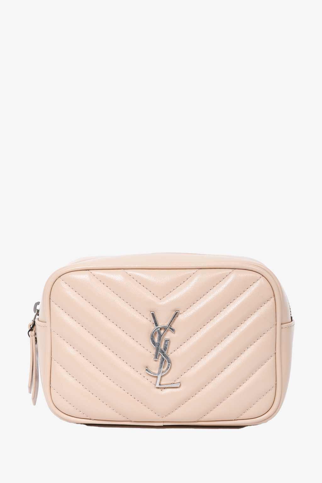 Saint Laurent 2019 Beige Chevron Leather Belt Bag