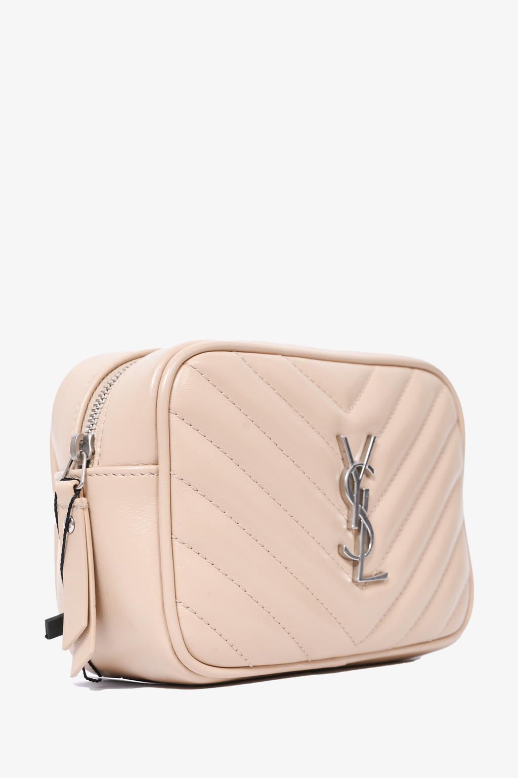 Saint Laurent 2019 Beige Chevron Leather Belt Bag