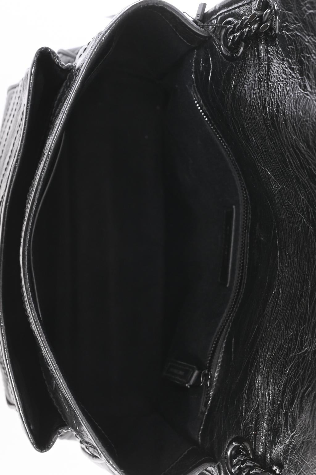 Saint Laurent 2019 Black Crinkled Leather 'Niki' Medium Crossbody Bag