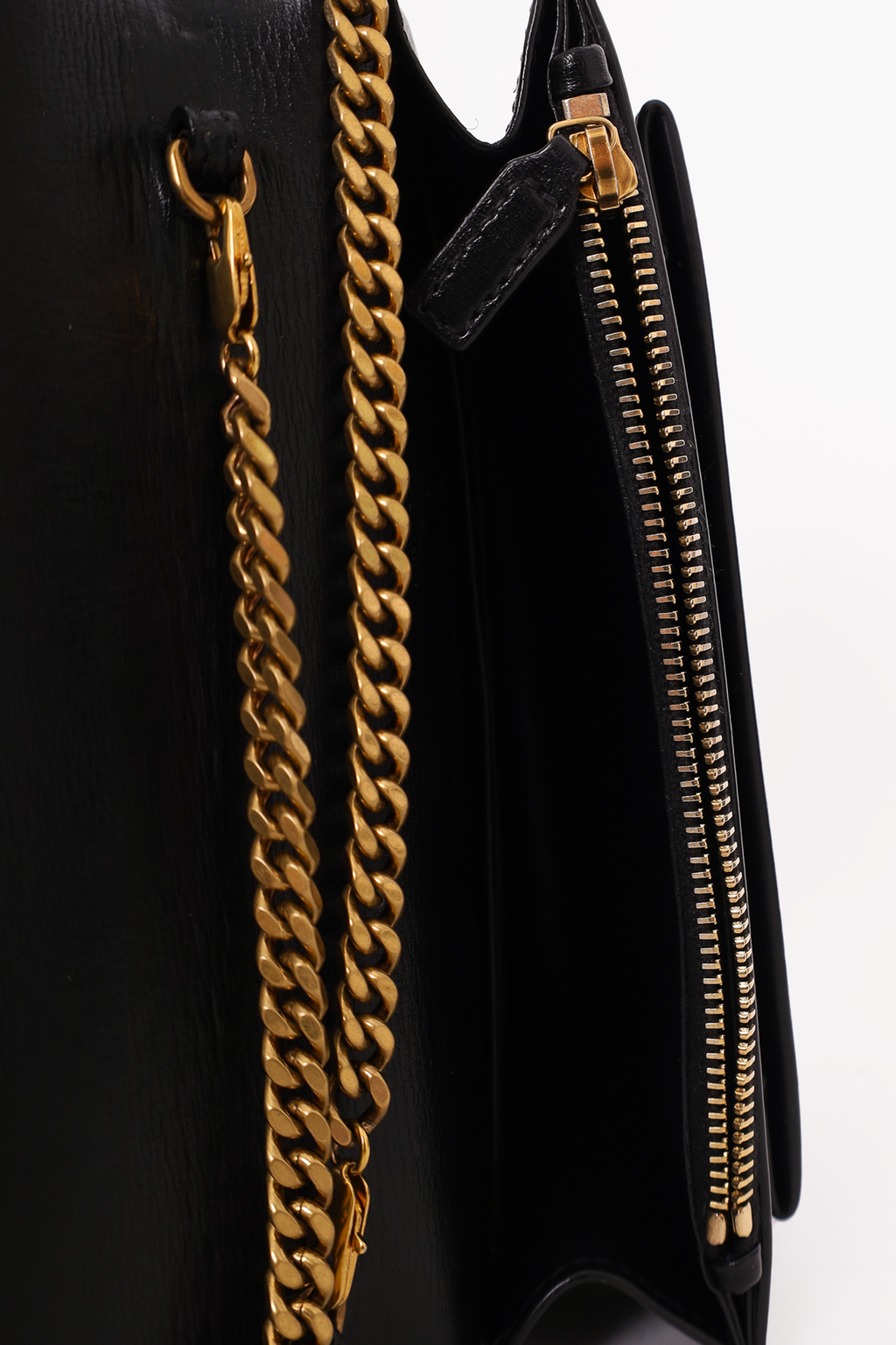Saint Laurent 2020 Black Leather Sunset Wallet on Chain Bag with Strap