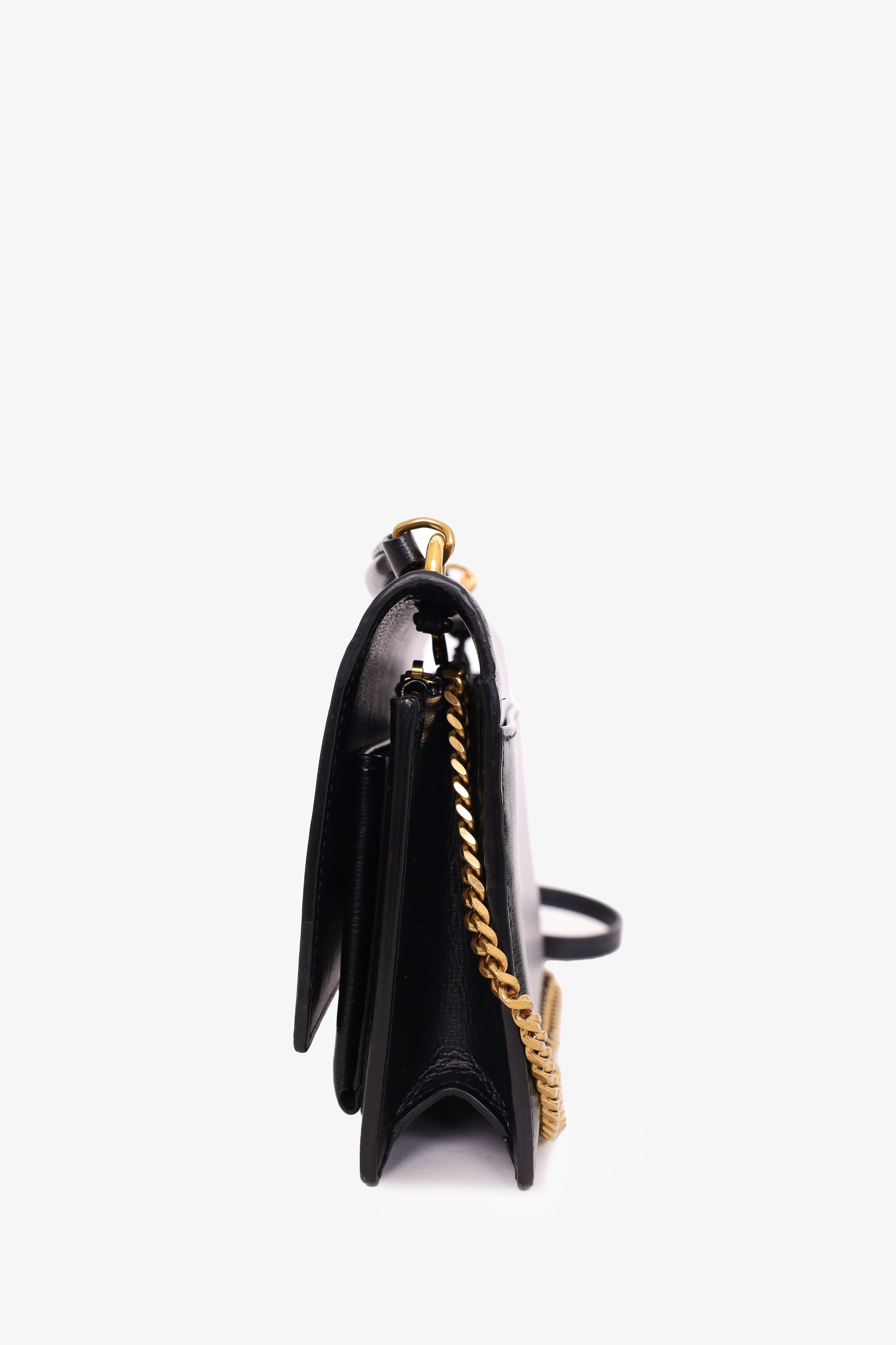 Saint Laurent 2020 Black Leather Sunset Wallet on Chain Bag with Strap