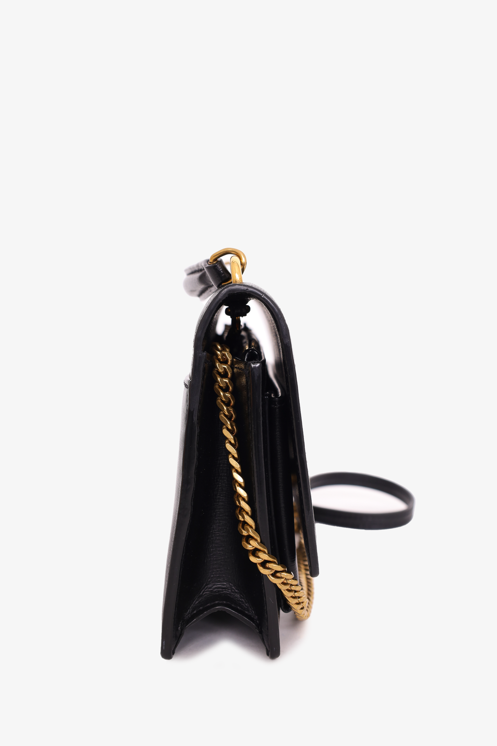 Saint Laurent 2020 Black Leather Sunset Wallet on Chain Bag with Strap