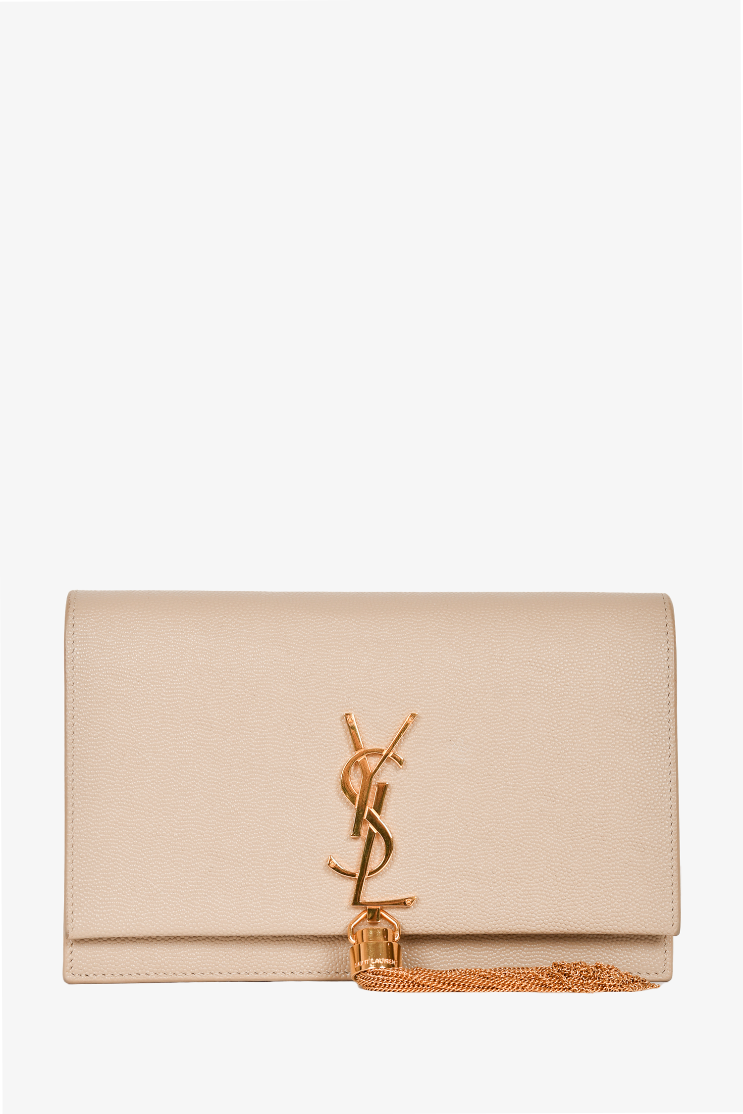 Saint Laurent 2020 Taupe Grained Leather Tassel Kate Small Crossbody