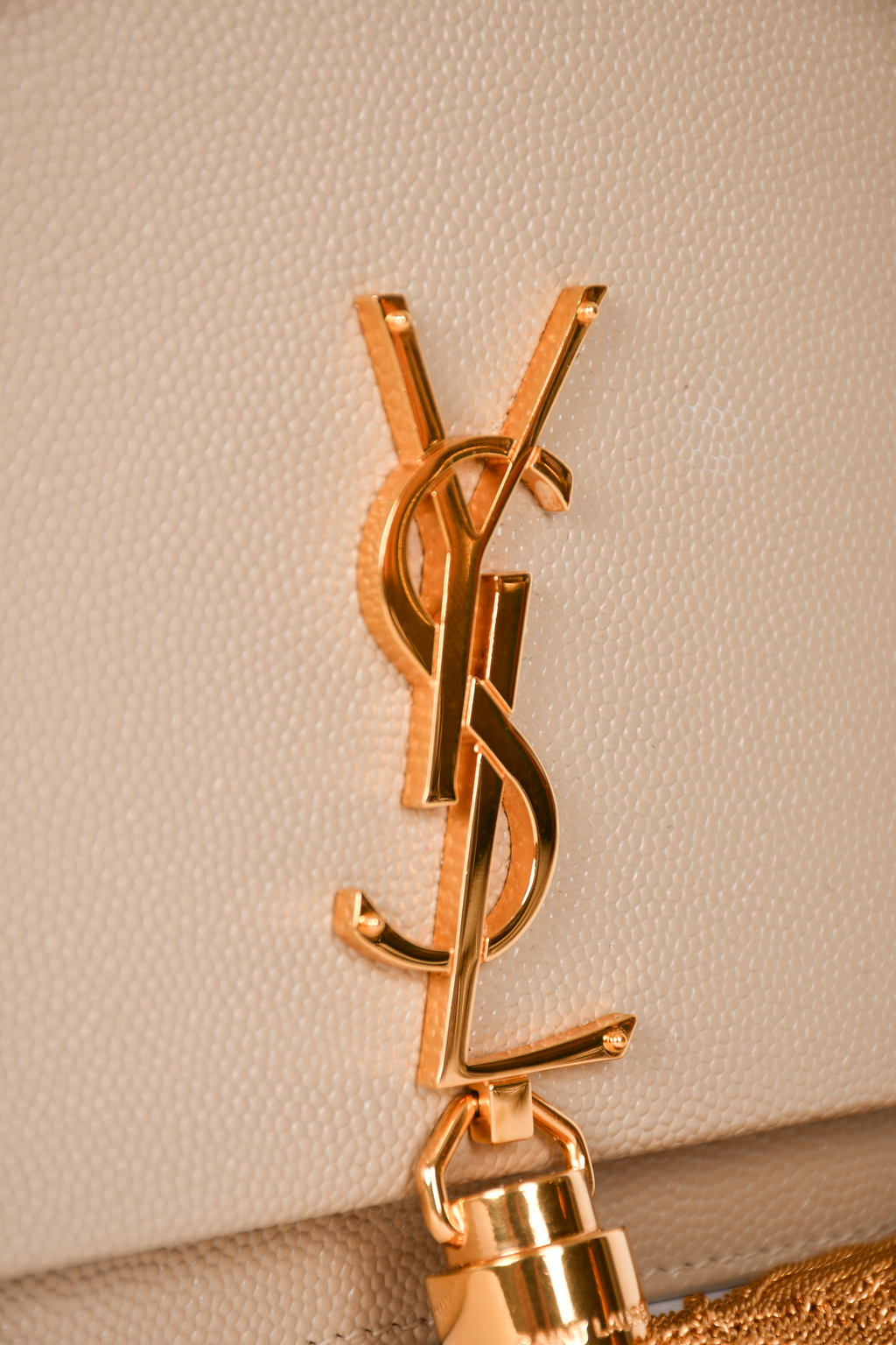 Saint Laurent 2020 Taupe Grained Leather Tassel Kate Small Crossbody