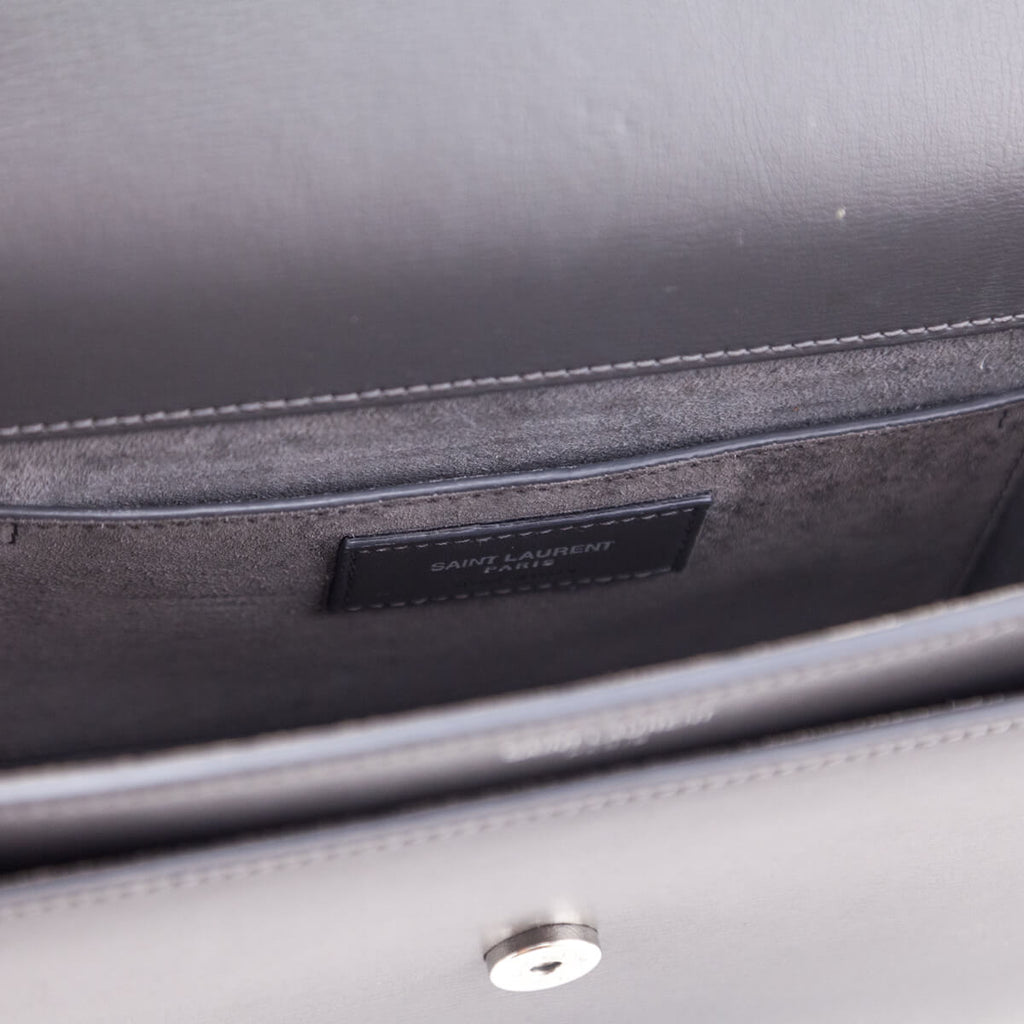 Saint Laurent Anthracite Smooth Calfskin Medium Monogram Sunset Satchel