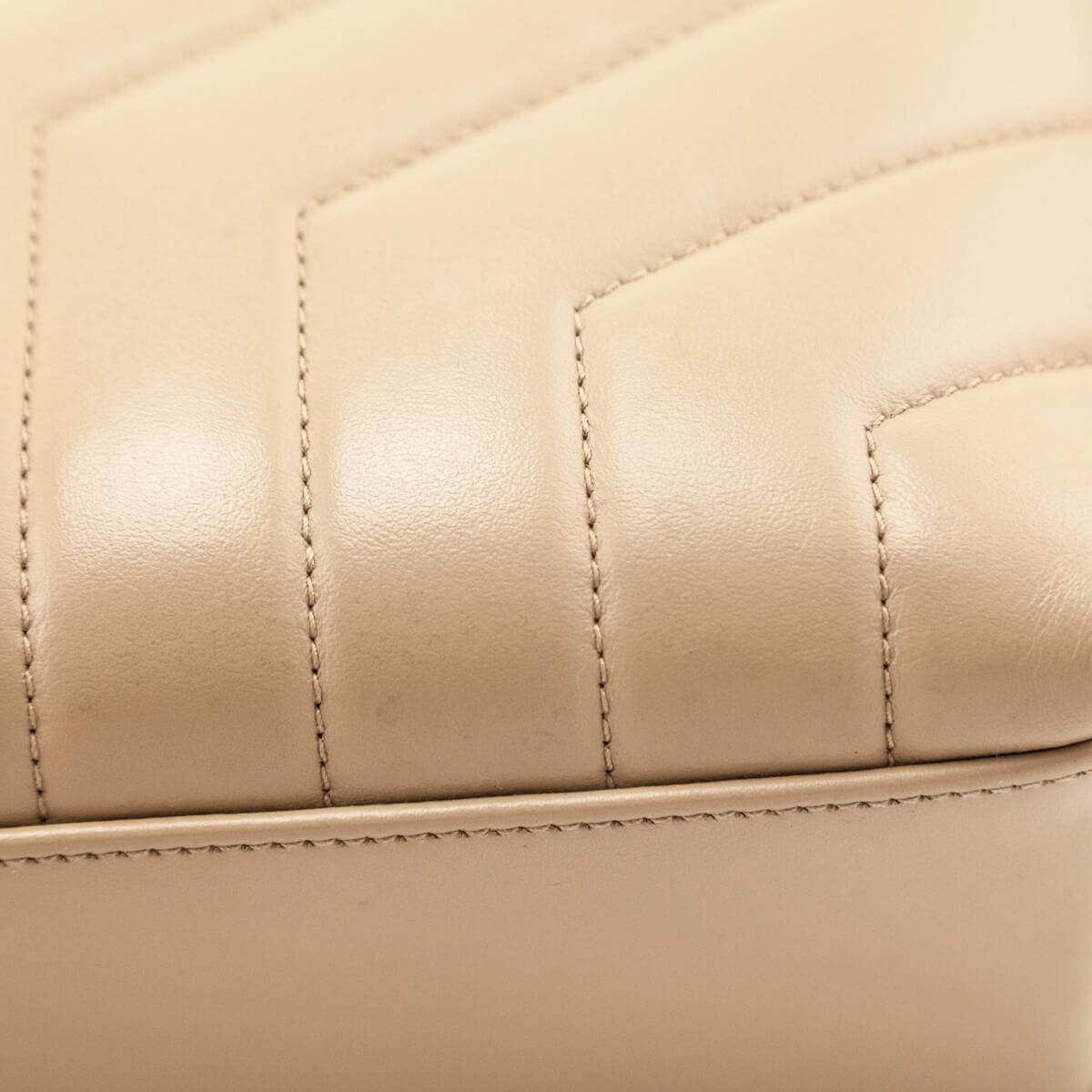 Saint Laurent Beige Calfskin Y Quilted Monogram Small Loulou Chain Satchel