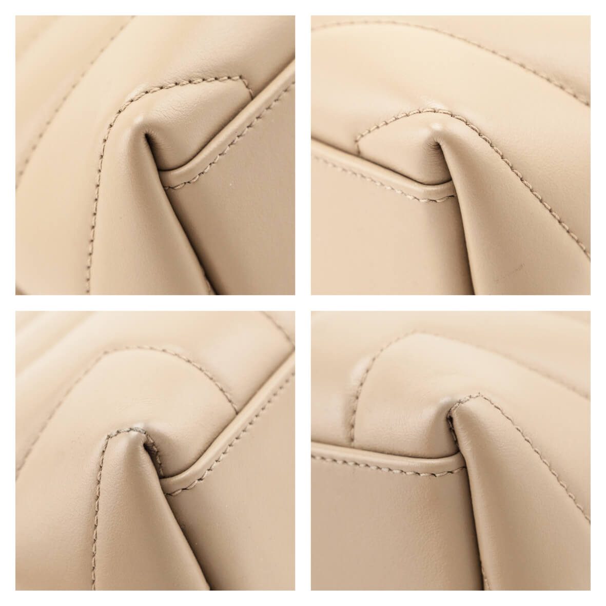 Saint Laurent Beige Calfskin Y Quilted Monogram Small Loulou Chain Satchel