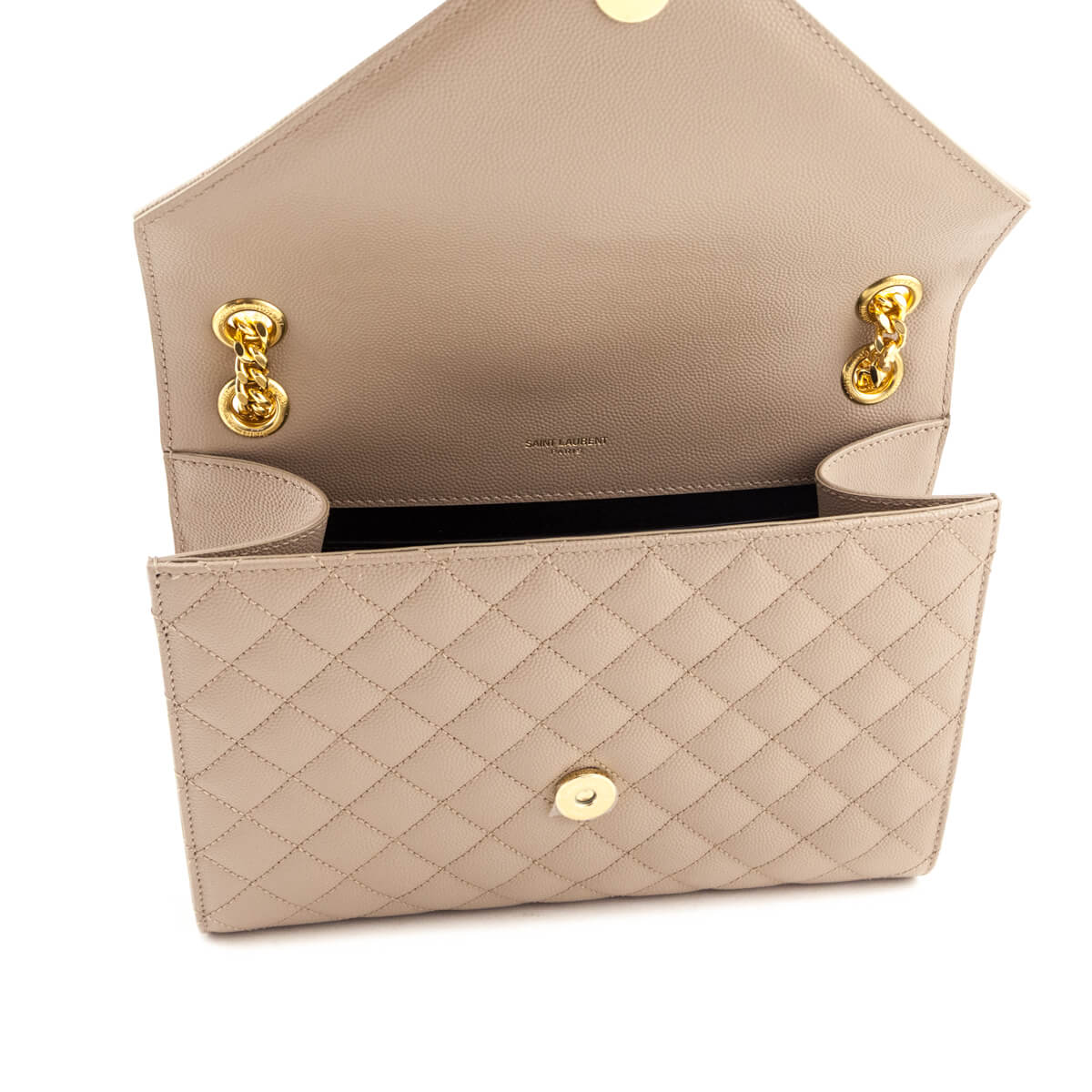 Saint Laurent Beige Grain De Poudre Mixed Matelasse Triquilt Medium Monogram Satchel