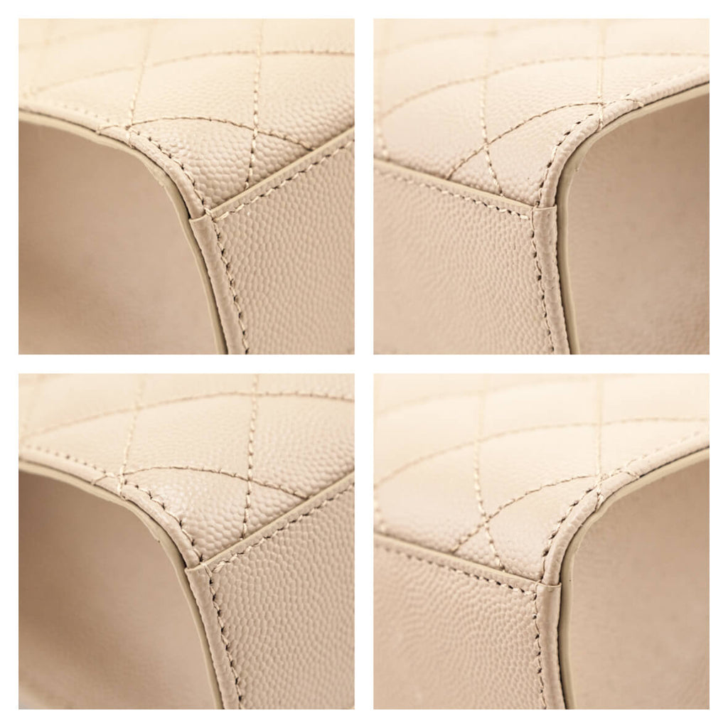 Saint Laurent Beige Grain De Poudre Mixed Matelasse Triquilt Medium Monogram Satchel