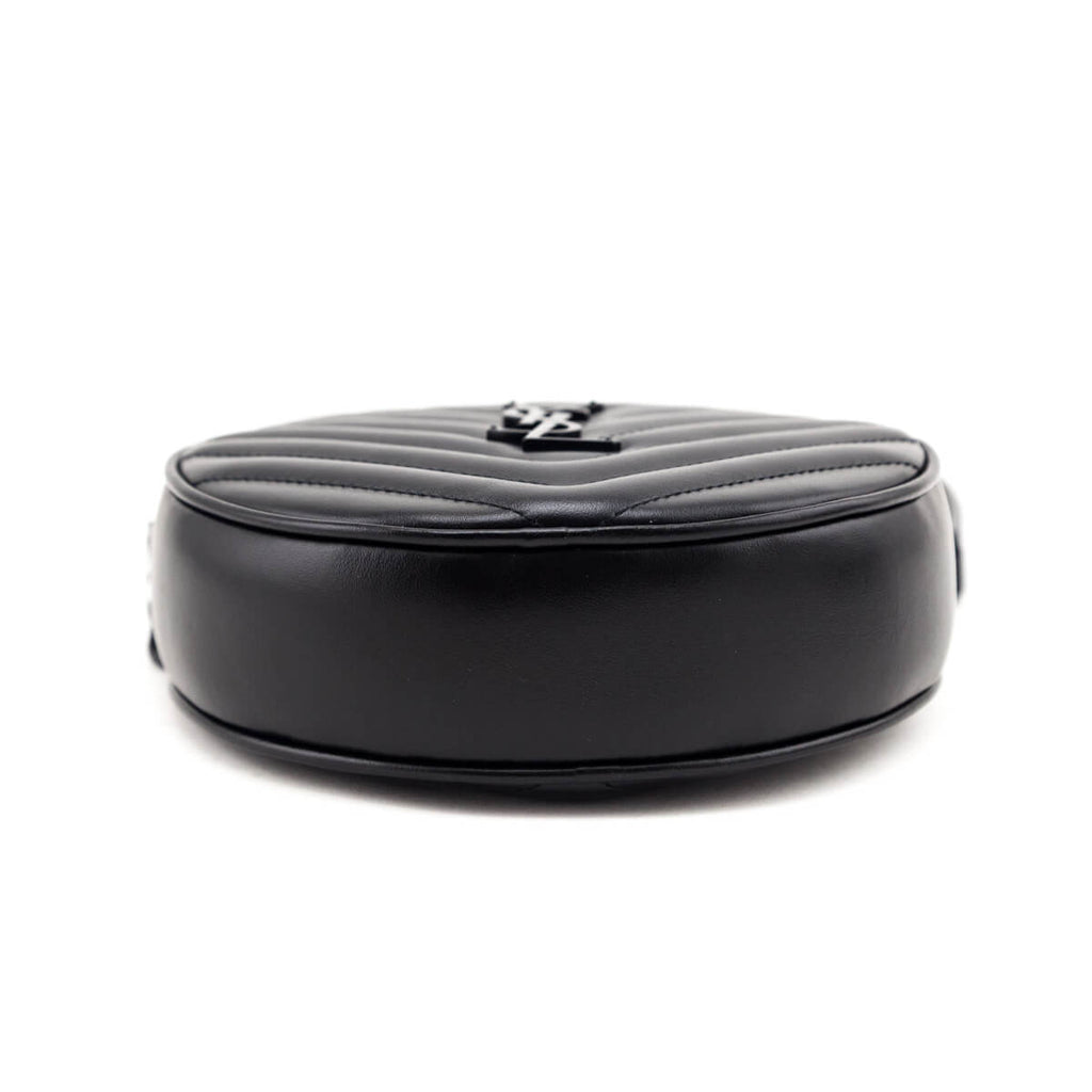 Saint Laurent Black Calfskin Matelasse Chevron Round Vinyle Camera Bag