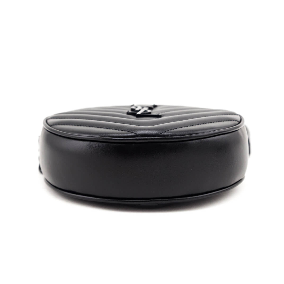 Saint Laurent Black Calfskin Matelasse Chevron Round Vinyle Camera Bag
